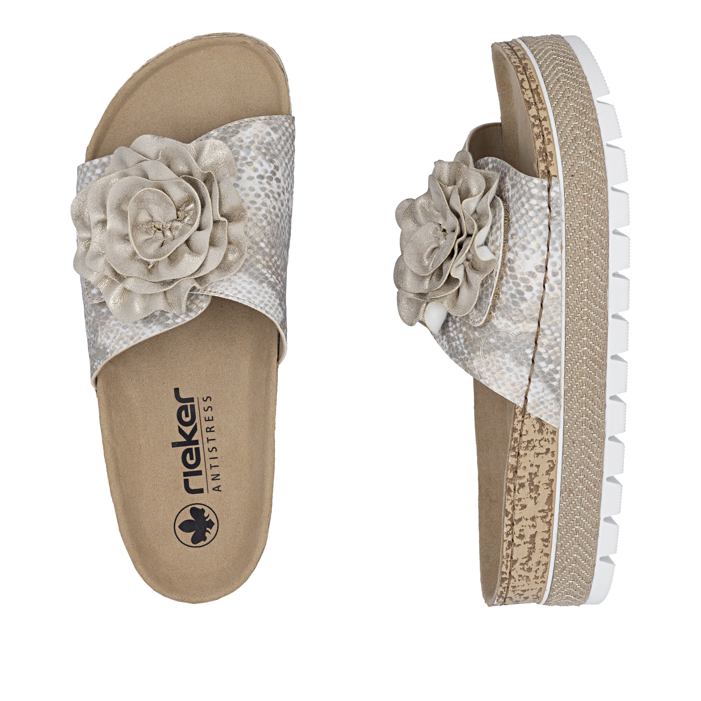 Rieker Pantolette  Sommerschuh, Schlappen mit modischem Plateau