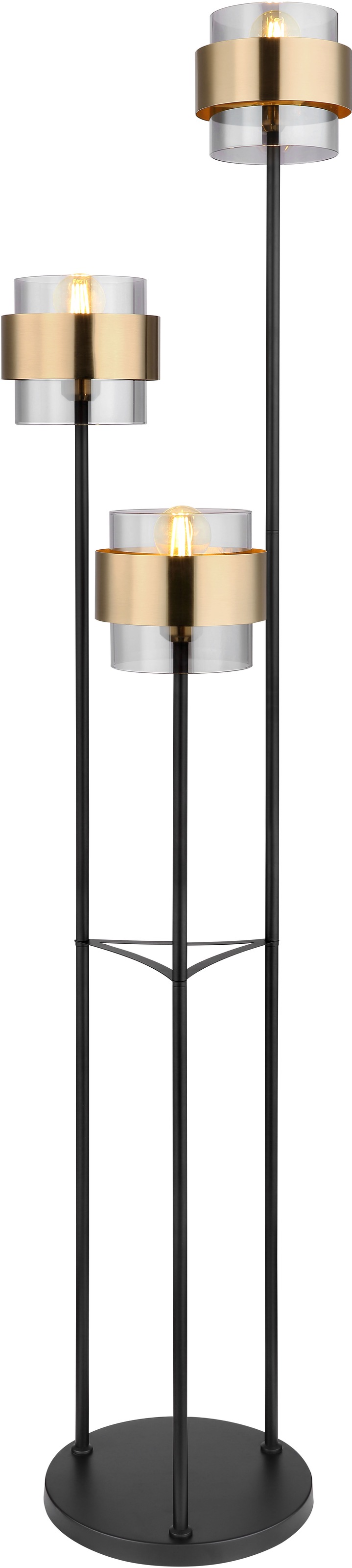 GLOBO LIGHTING Stehlampe »MILLEY«, Leuchtmittel E27 | ohne Leuchtmittel, Stehleuchte/Glas/Messingring/Wohnzimmer/Schlafzimmer/Flur