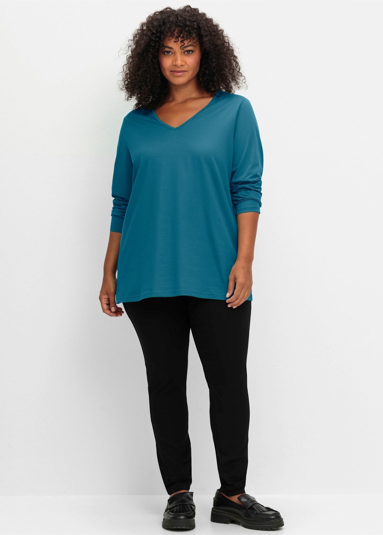 Sheego V-Shirt "Langarmshirt", (1 tlg.) günstig online kaufen
