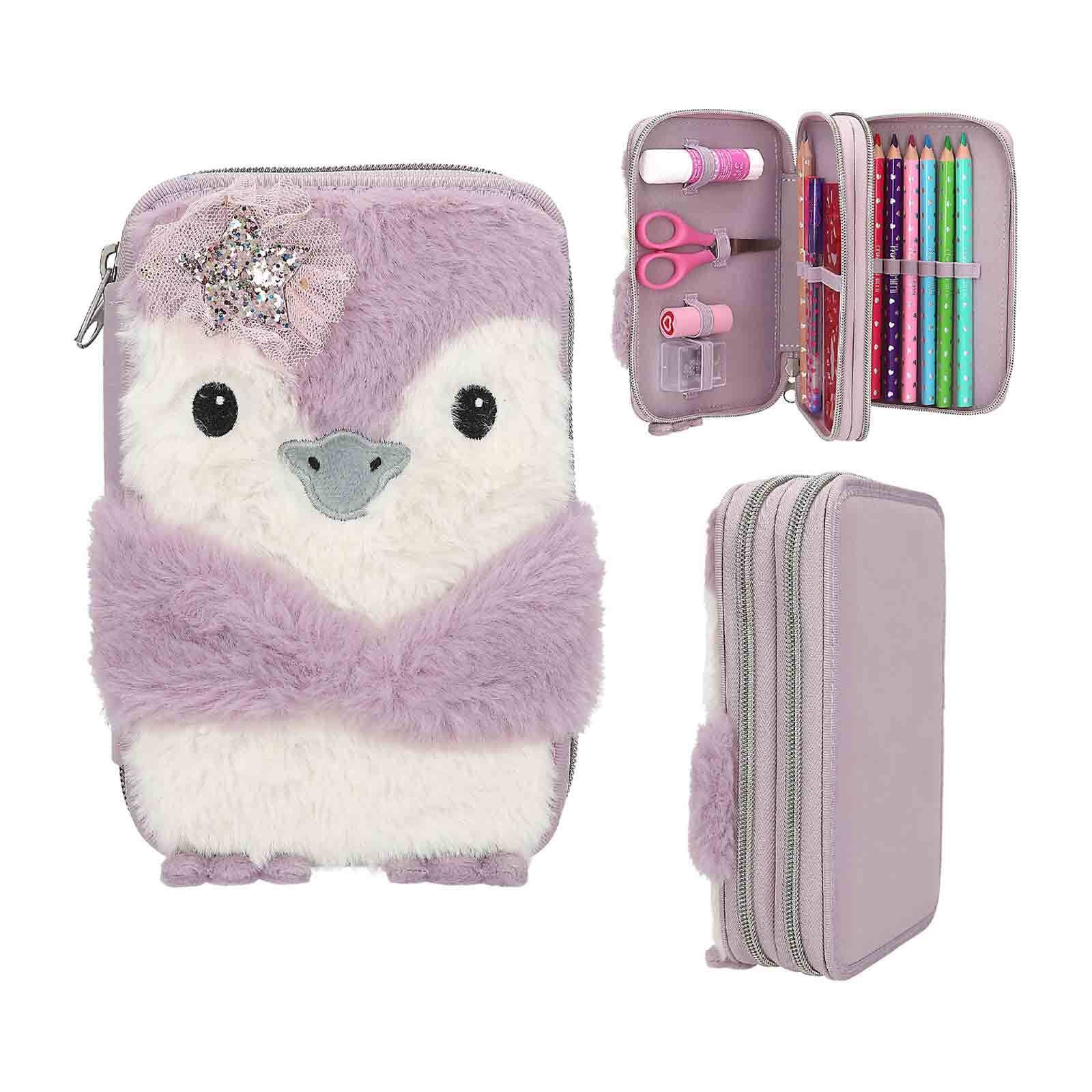Depesche Buntstift »2-Fach Federtasche PENGUIN Princess Mimi 5,5 x 13 x 19,5 cm weiß-rosa«