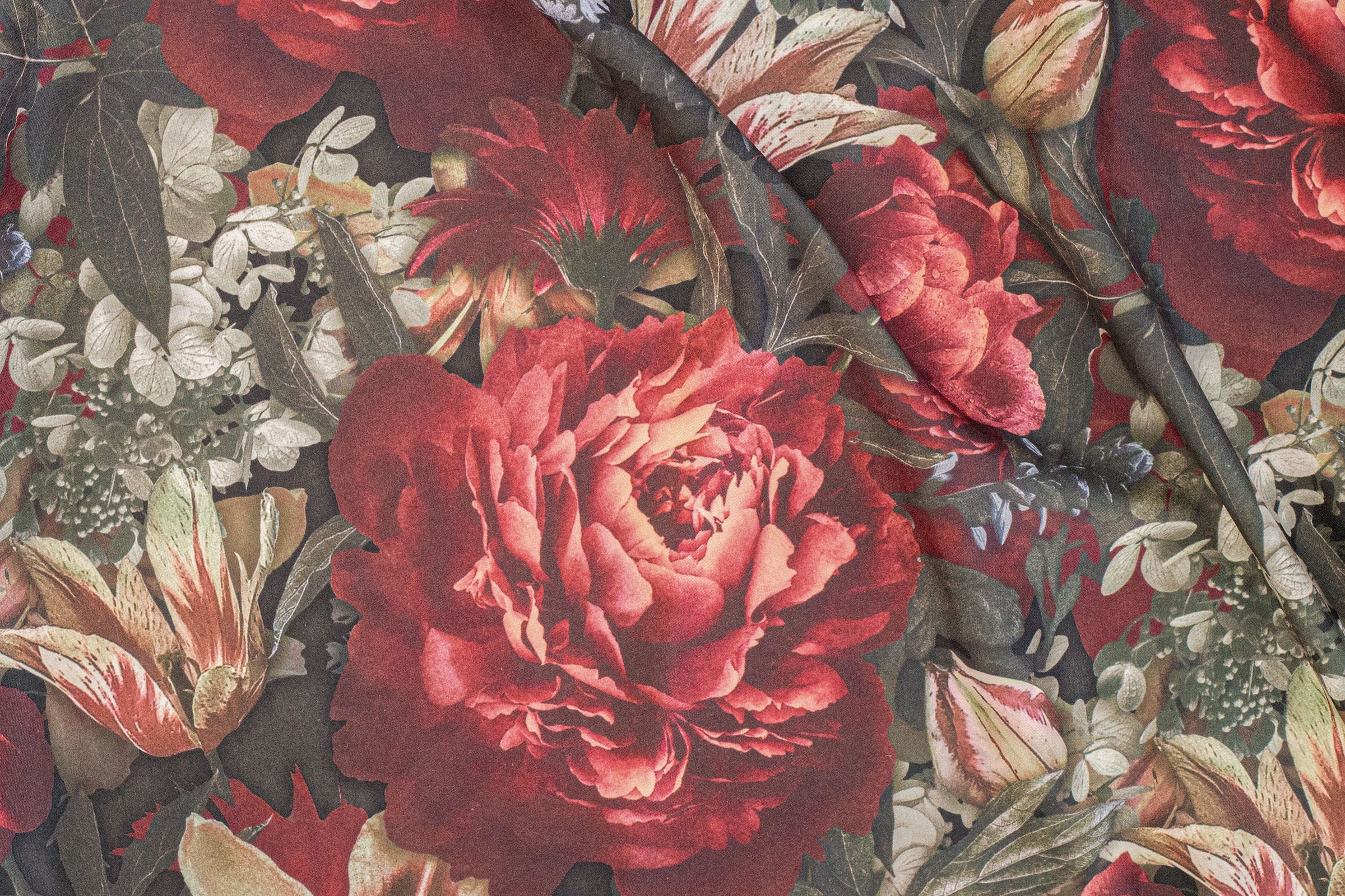 HOMING Vorhang rose, Wohnzimmer, | rot, BAUR Schlafzimmer St.), blickdicht, floral, »Roja«, Blumen, (1