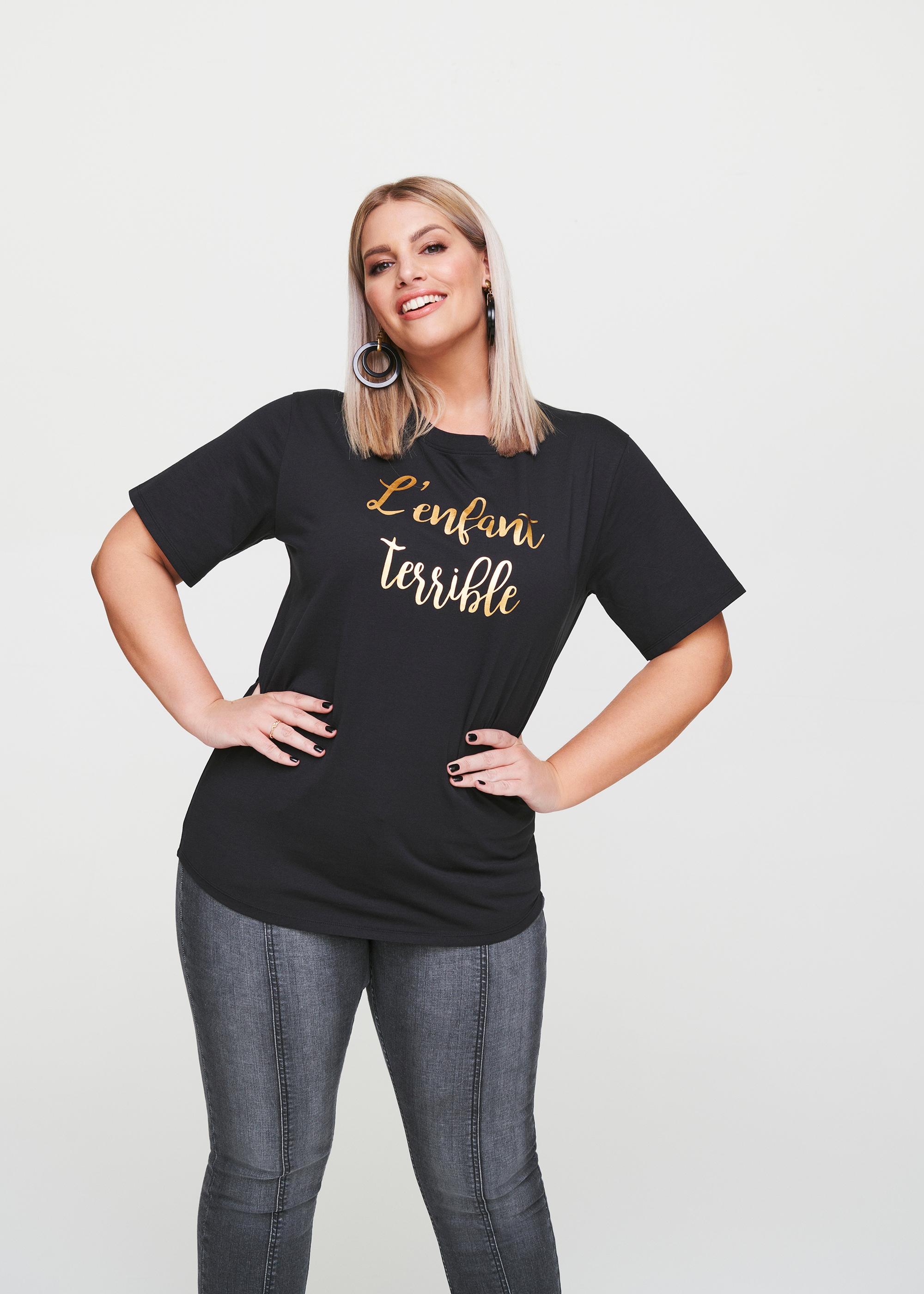 Rock Your Curves by Angelina K. Print-Shirt, mit Folien-Print Plus Size