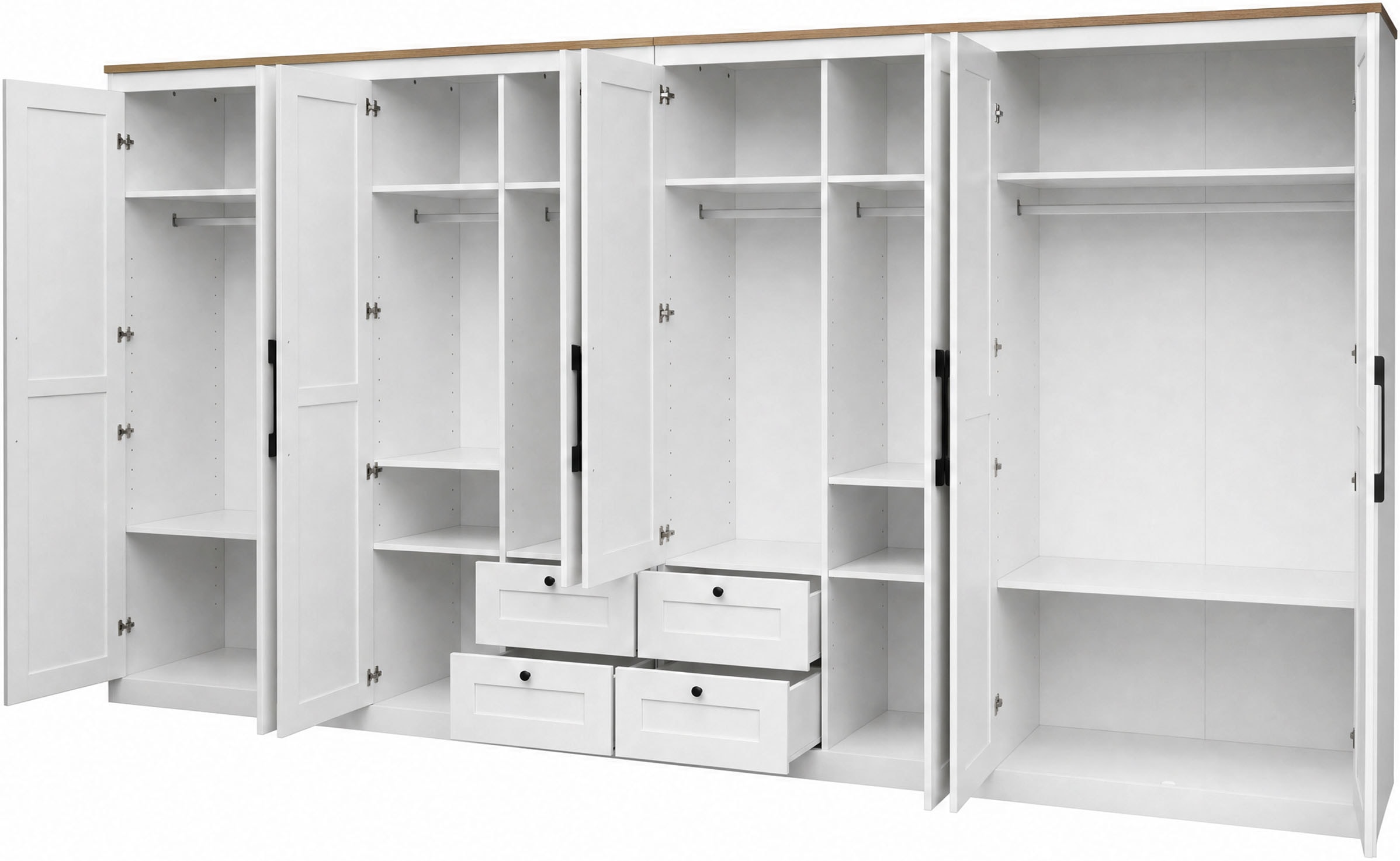 OTTO home Kleiderschrank »Büsum Schlafzimmer Schrank mit 8 Türen und Spiegel« Schlafzimmerschrank Landhaus Design Garderobe Schrank Bestseller
