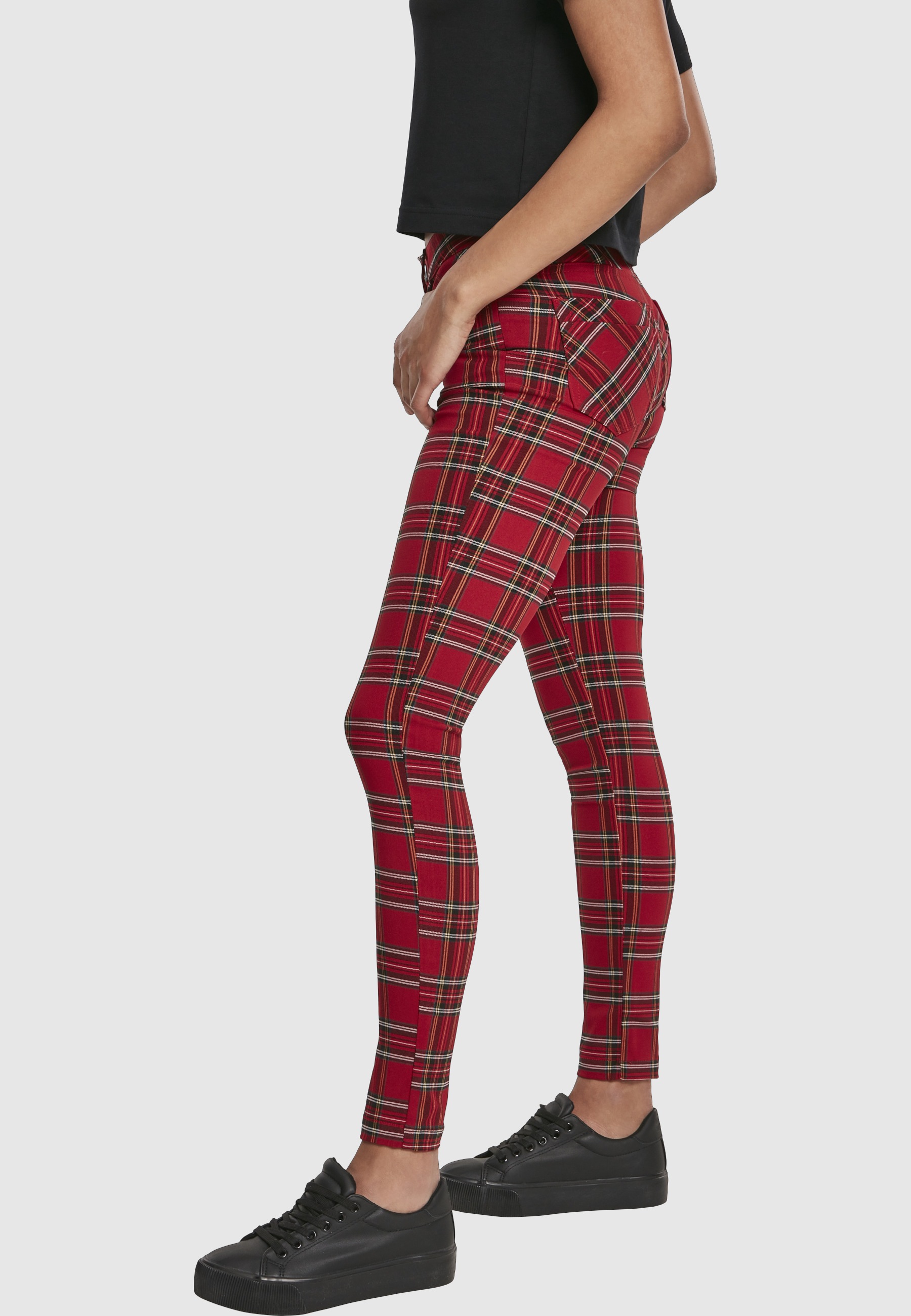 URBAN CLASSICS Stoffhose »Urban Classics Damen Ladies Skinny Tartan Pants«