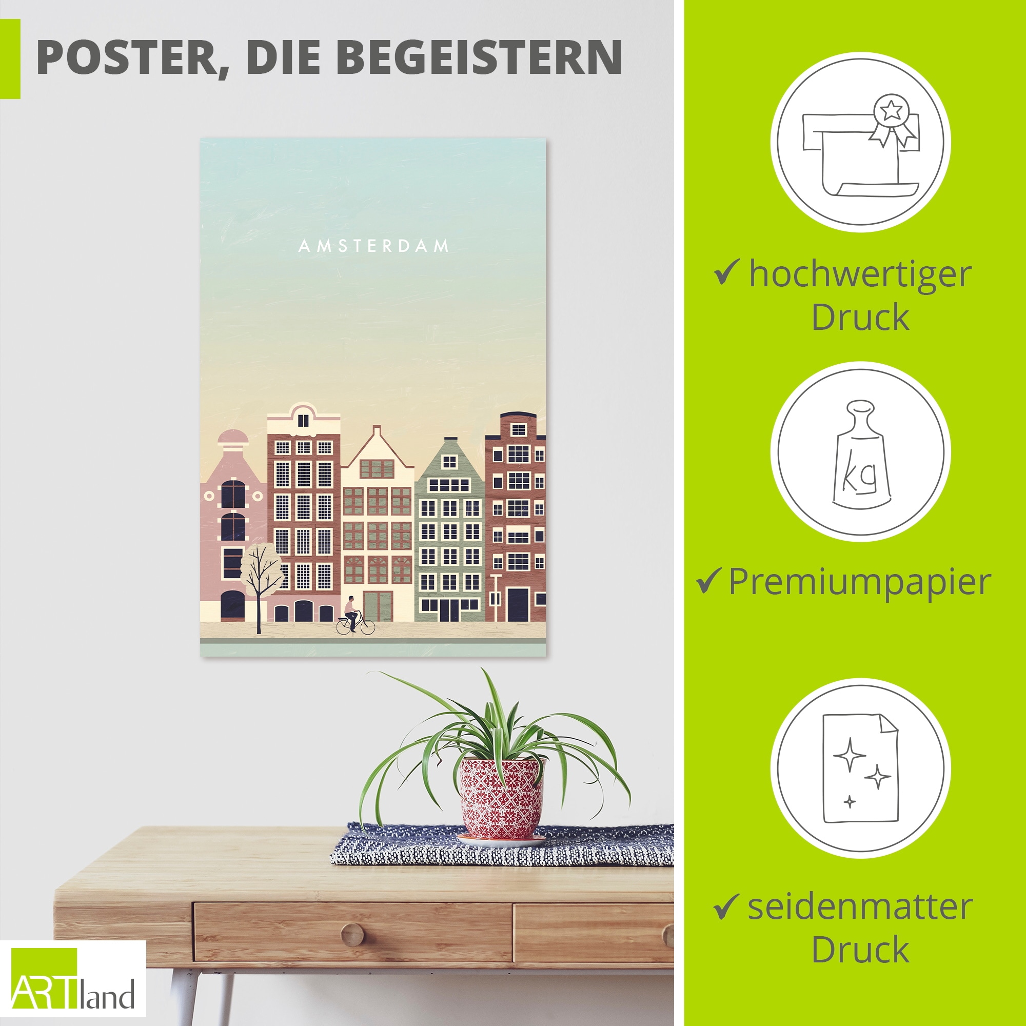 Artland Wandbild »Amsterdam« 1 Stk. tlg. als Alubild, Leinwandbild, Poster, Wandaufkleber in verschied. Größen