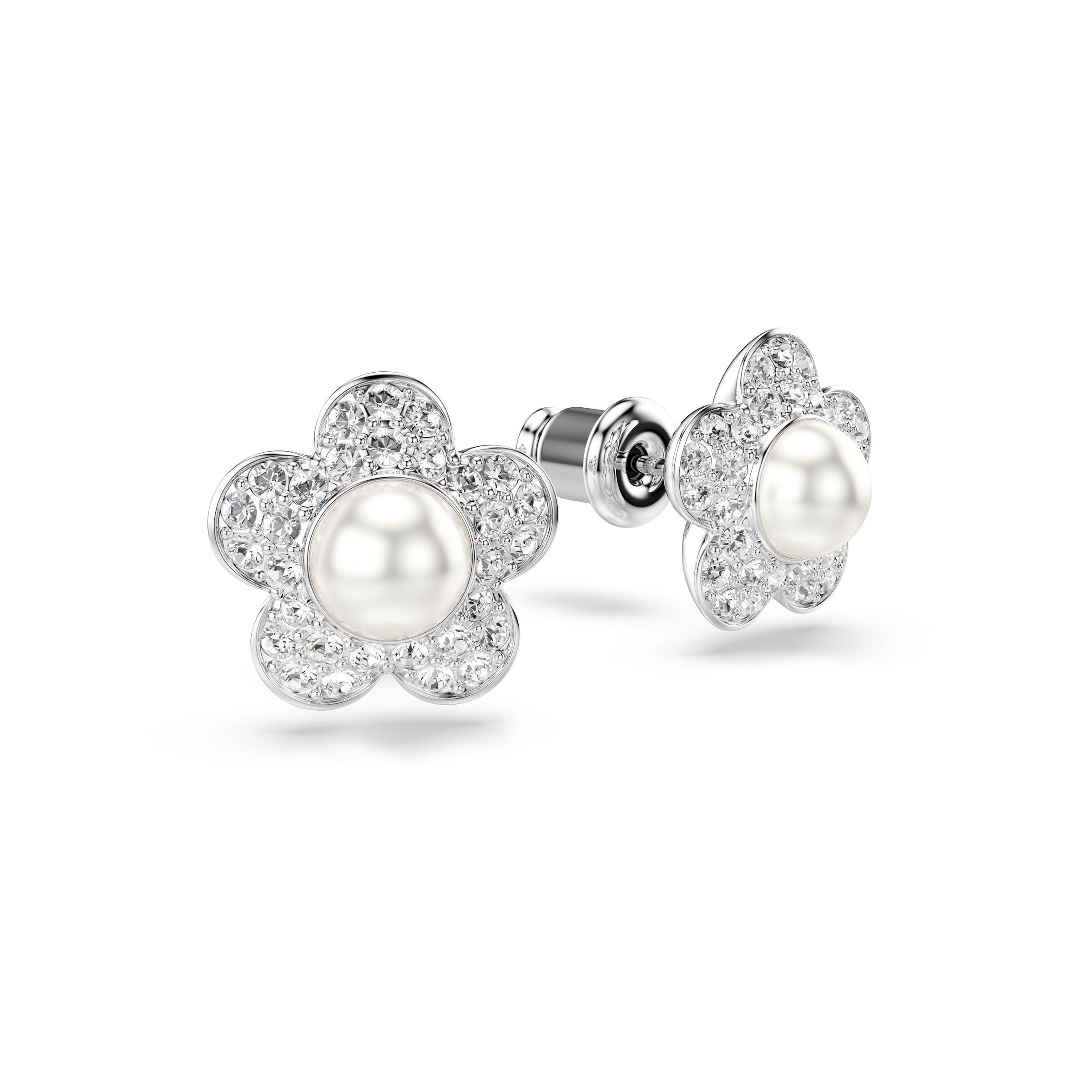 Paar Ohrstecker SWAROVSKI "Schmuck Geschenk 2026 CAPSULE Ohrringe Blume", metallfarben, kristallweiß, weiß, kristallweiß, Ohrringe, Damen, Metall Perlen, Metall, Perlen, mit Swarovski Kristall - mit Swarovski Perle 8