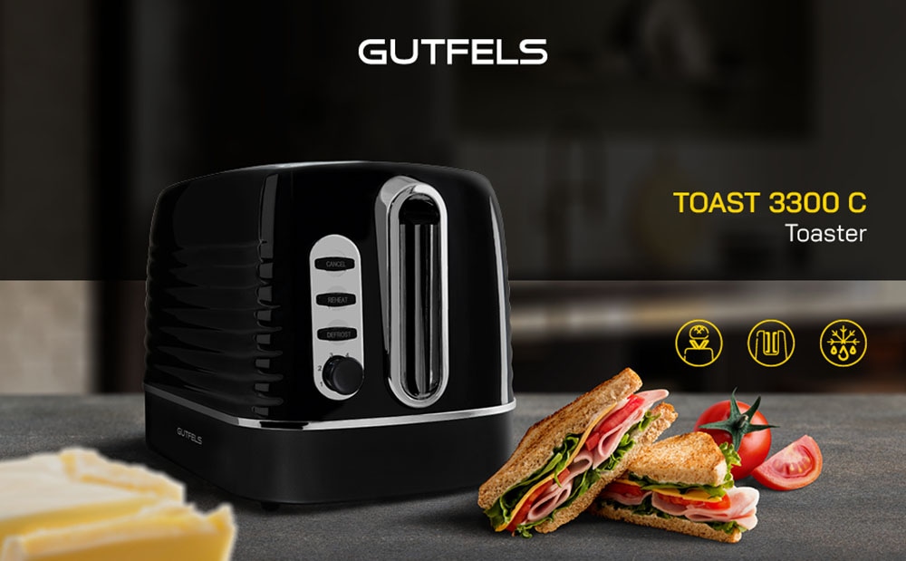 Gutfels Toaster »TOAST 3300 C«, 2 kurze Schlitze, 1050 W, 2-Scheiben-Toaster,1050 Watt