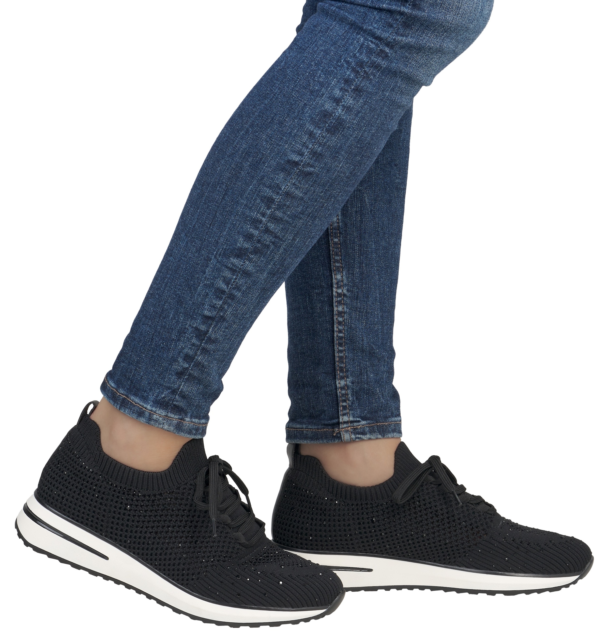Remonte Slip-On Sneaker, Freizeitschuh, Halbschuh, Slipper mit kleinen Strass-Steinchen