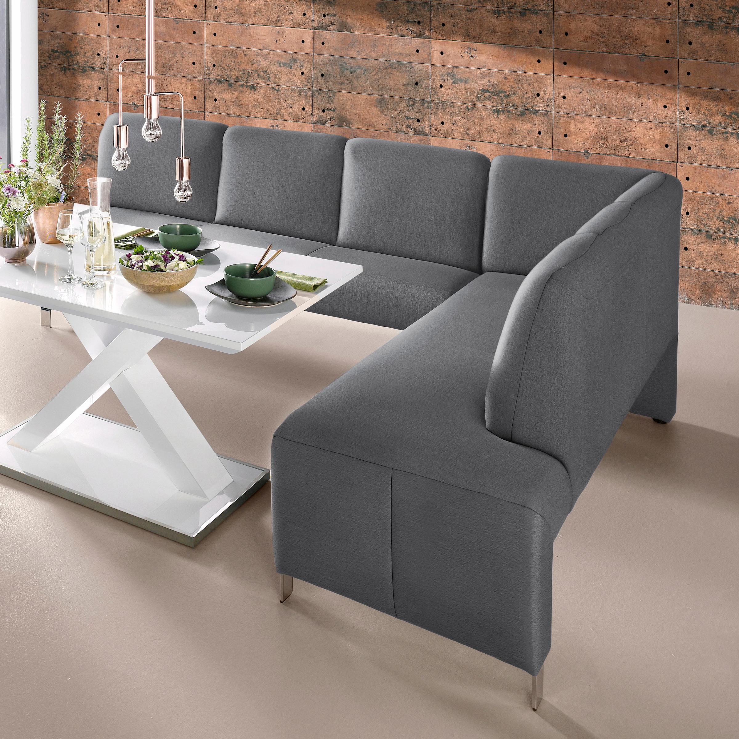 exxpo - sofa fashion Eckbank "Intenso, modern, 263/198 cm (B/T)" hohe Bodenfreiheit, frei im Raum stellbar, hoher Sitzkomfort