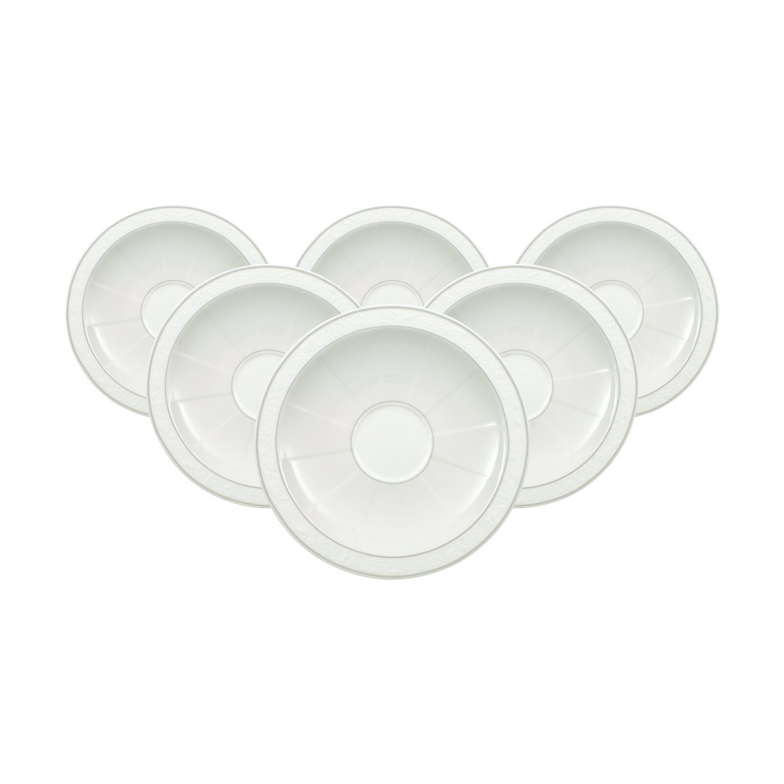 Villeroy & Boch Untertasse "Kaffeeuntertassen Gray Pearl ø 16 cm 6er Set weiß" Spülmaschinengeeignet, Mikrowellengeeignet