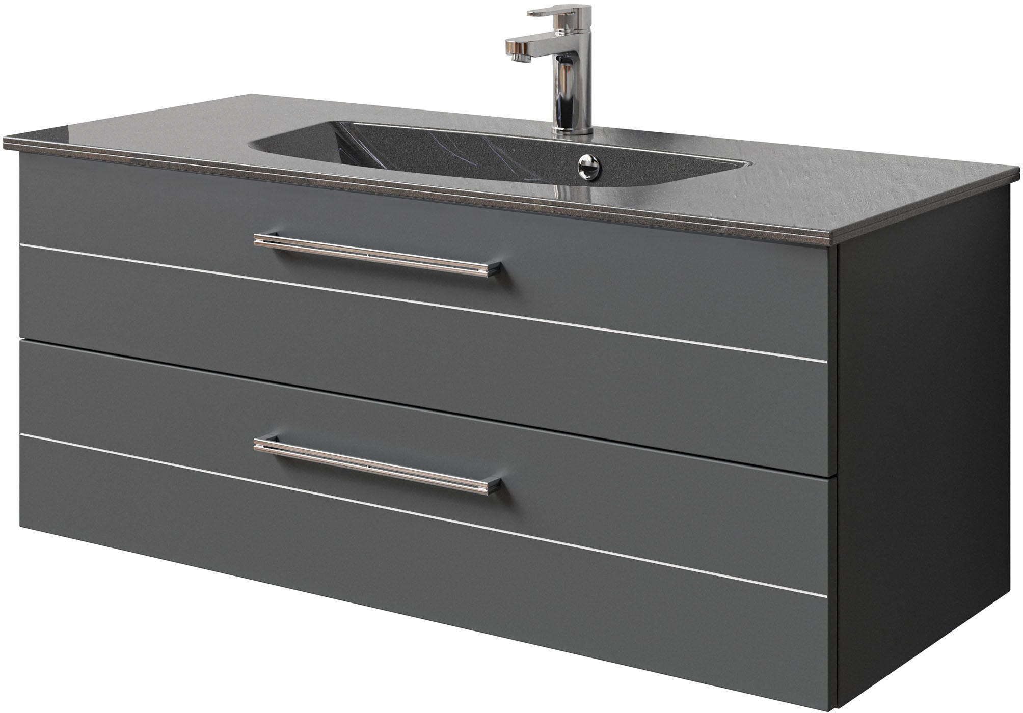Saphir Waschtisch "Serie 6025 Mineralmarmor-Waschtisch mit Unterschrank, 117 cm breit", Waschplatz mit 2 Schubladen, hän