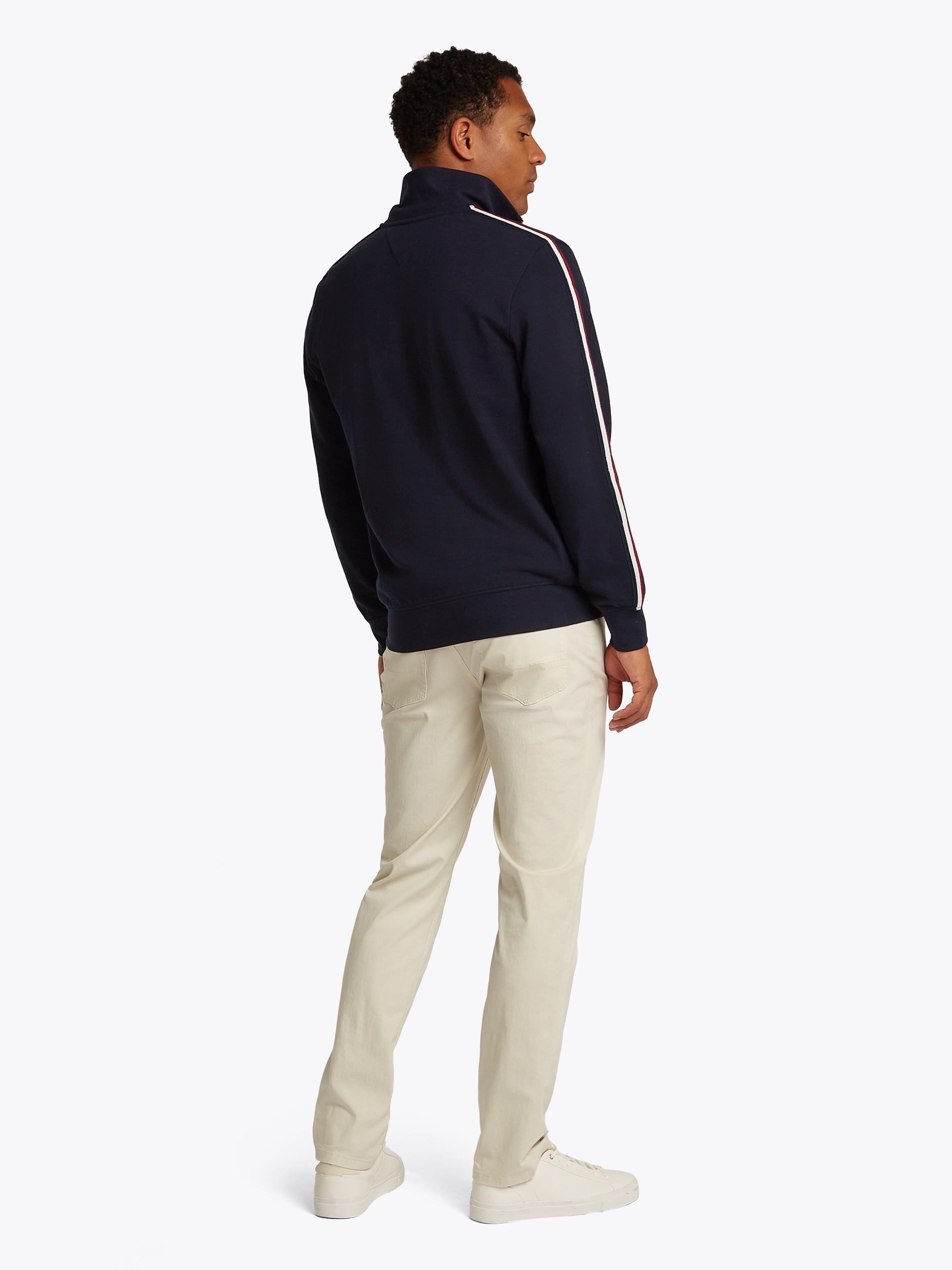 Tommy Hilfiger Sweatjacke »GLOBAL STRIPE STAND COLLAR«, mit Streifen in Tommy Farbe am Ärmel