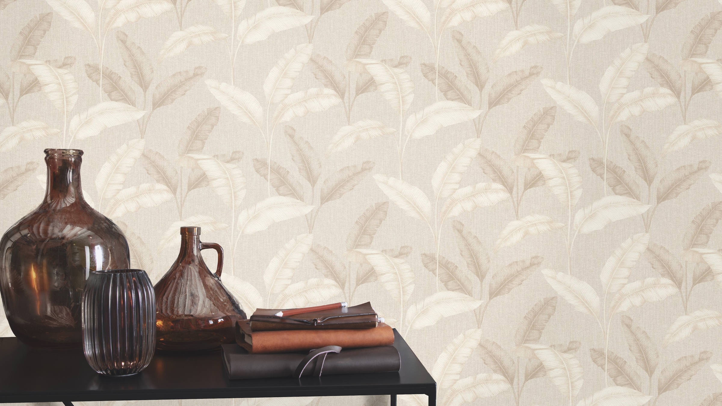 Rasch Papiertapete "Tapete mit Palmenblättern in Beige" tropisch glatt Palm günstig online kaufen