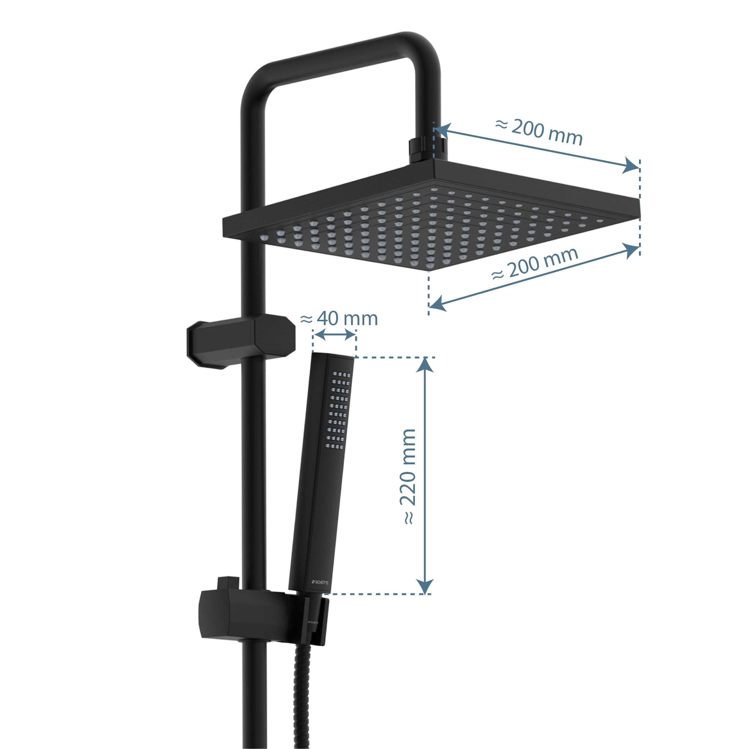 Schütte Duschsystem »TOKYO Überkopfbrause-Set, Schwarz matt«, (10 tlg.), matt schwarz