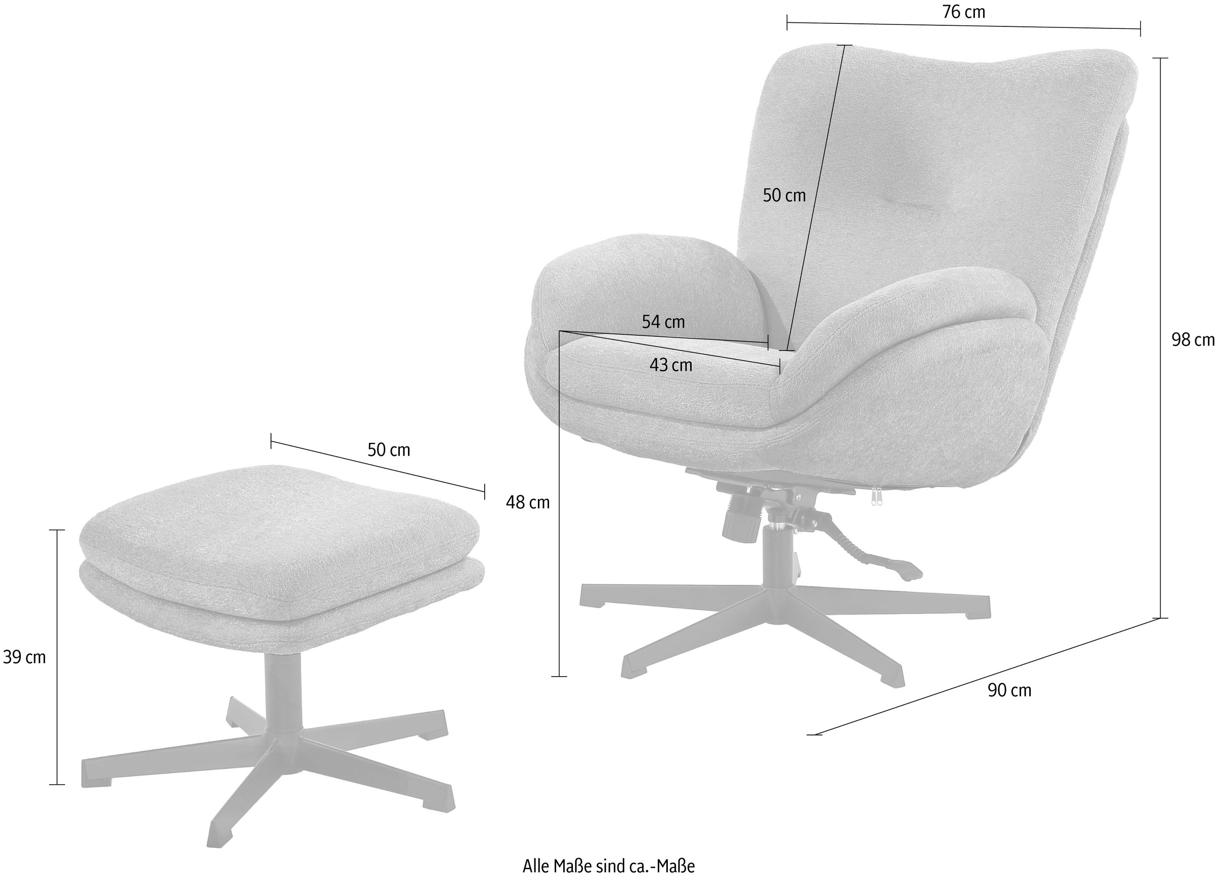 Jockenhöfer Gruppe Relaxsessel »Hawaii« inklusive Hocker, 360° Drehfunktion, feststellbare Wipp-Funktion