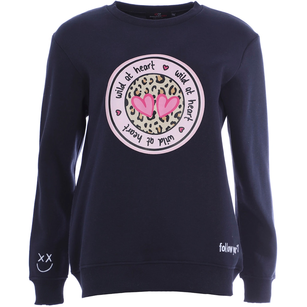 Zwillingsherz Sweatshirt, Wild at Heart Druck