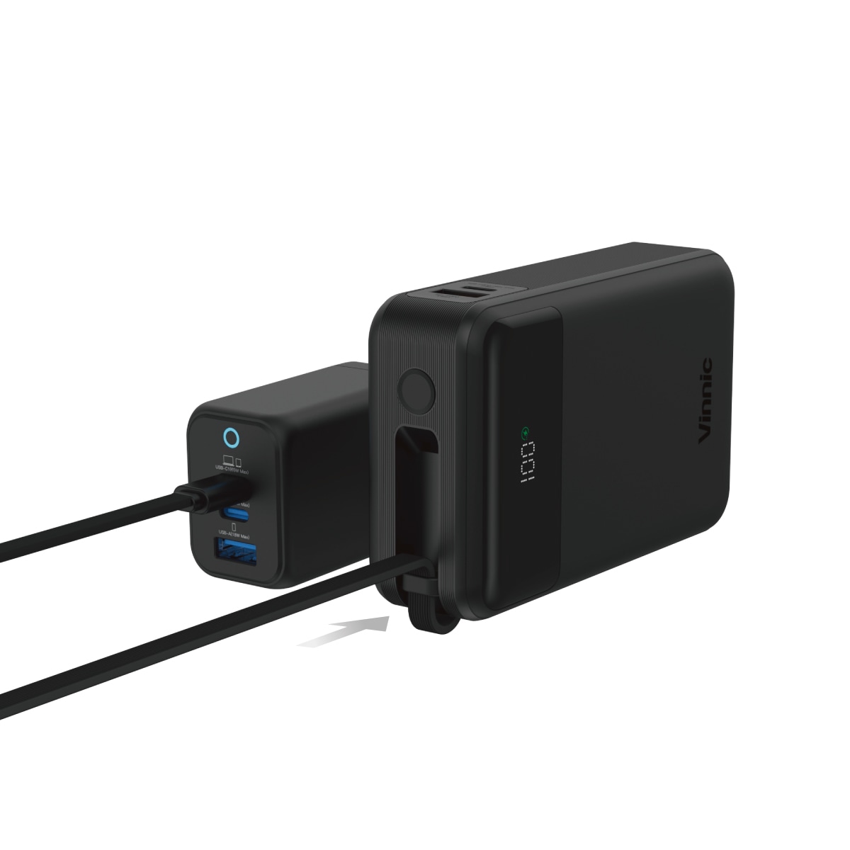 Vinnic Powerbank »DAMAVAND 2 20.000 mAh 65W«, Vinnic DAMAVAND 2 65W 20.000mAh Powerbank USB-C, Black, 20000 mAh