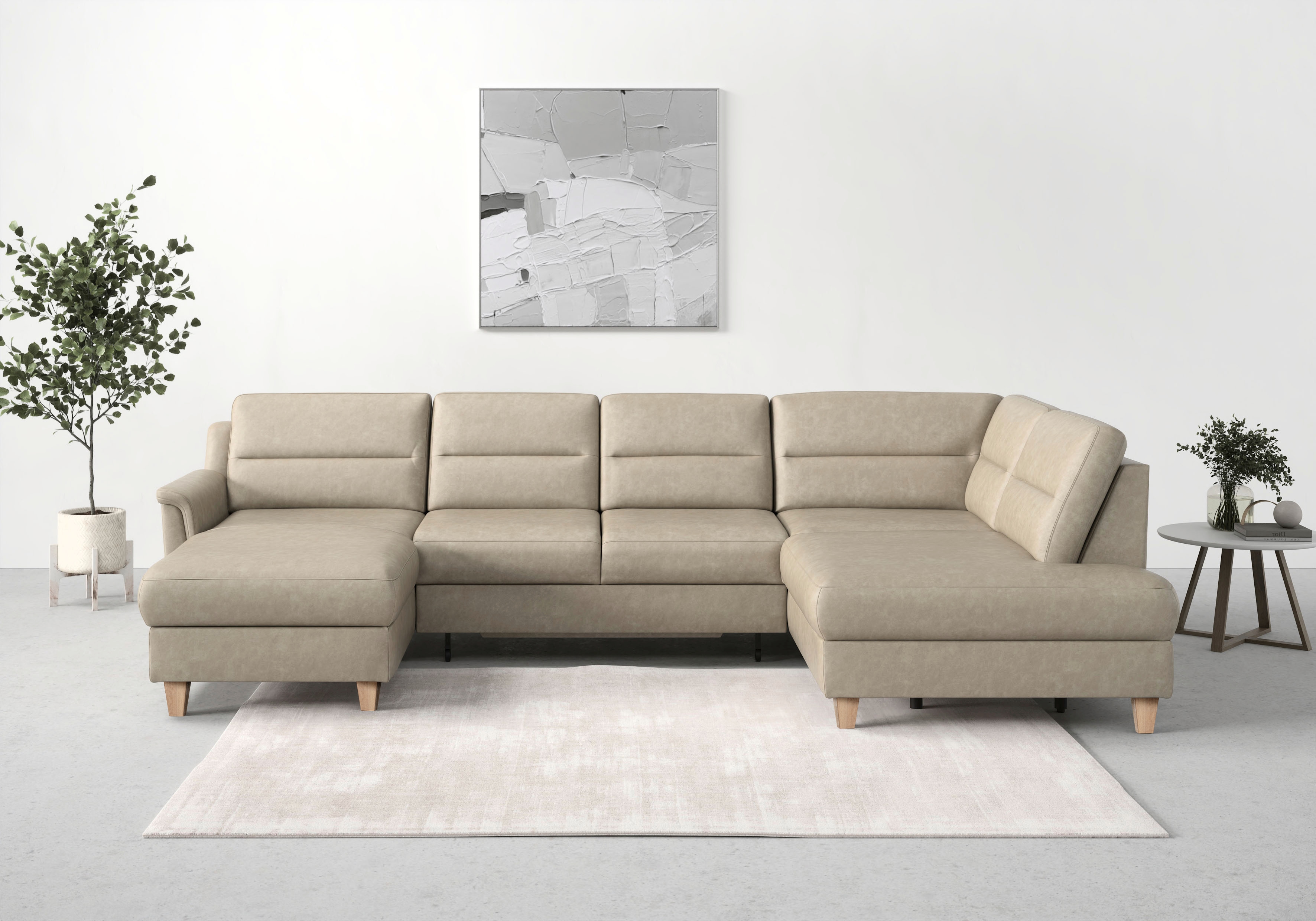 sit&more Wohnlandschaft "Farö U-Form" inklusive Federkern, wahlweise mit Schlaffunktion und Bettkasten