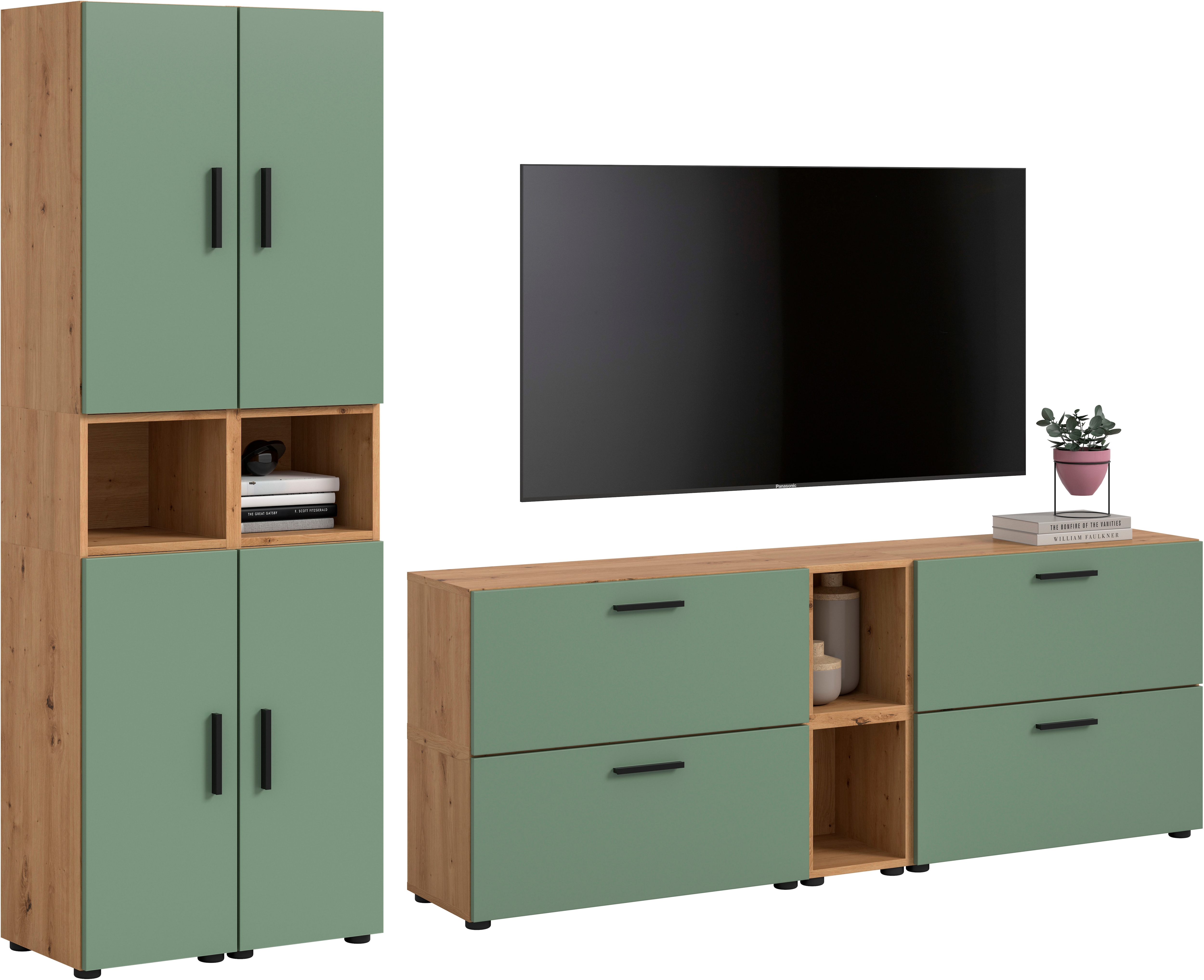 Home affaire Schrank-Set "ENESTE, 12-teilig, in verschiedenen Farben, individuell kombinierbar" verschiedenste Kombinationmöglichkeiten, stehend oder hängend, 4 Stk. tlg.