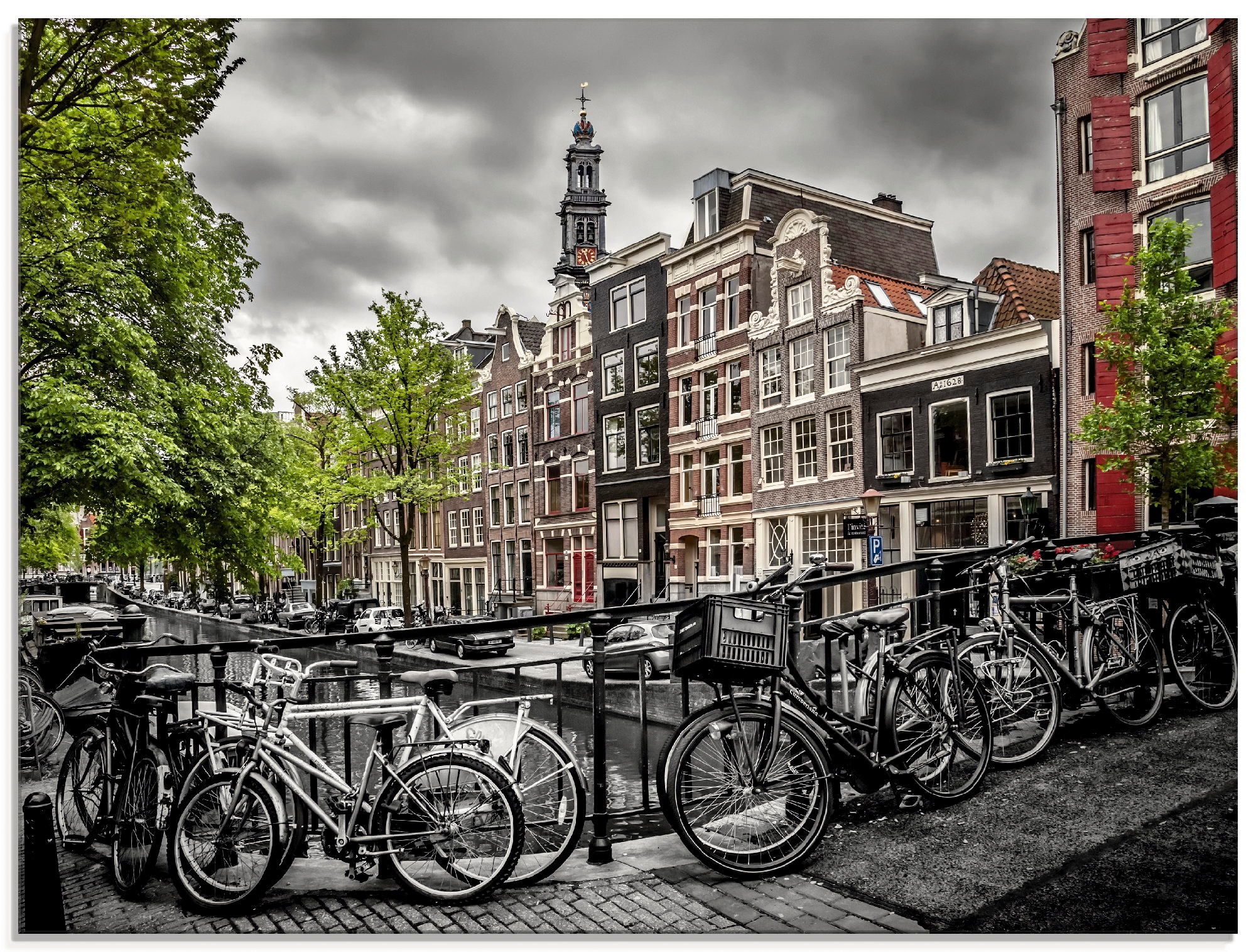 Artland Glasbild "Amsterdam Bloemgracht I", Fahrräder, (1 St.), in verschiedenen Größen