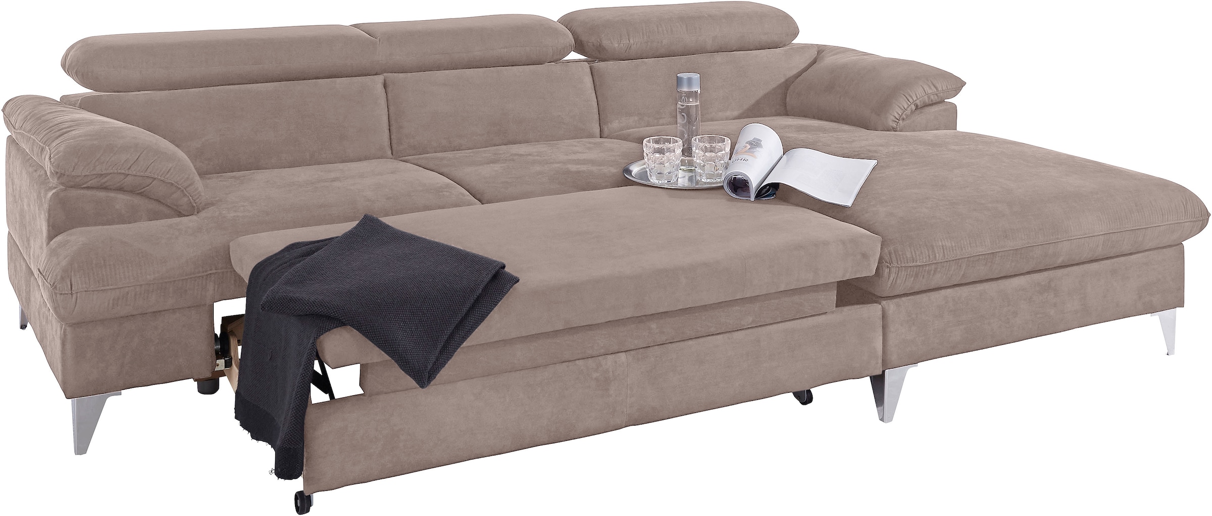 COTTA Ecksofa »Caluso L-Form«, mit Kopfteilverstellung, wahlweise mit Bettfunktion & Bettkasten