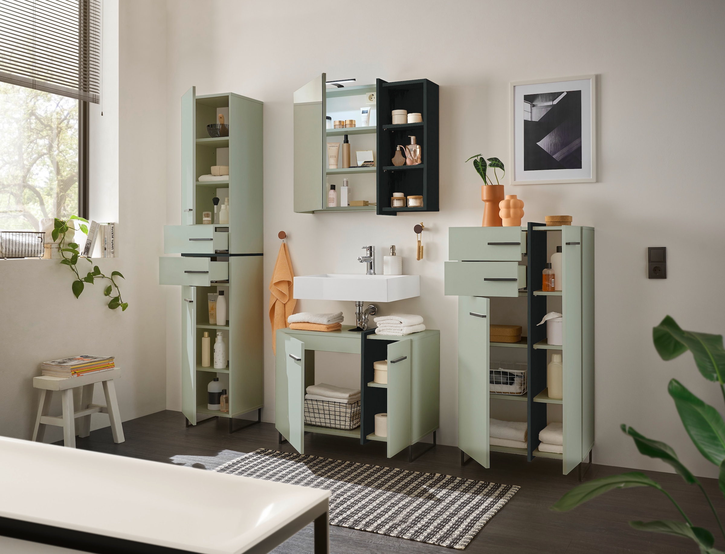 BASIC by Balculina Midischrank »Palermo, BxHxT 60x119x35 cm« 1 Stk. tlg. Breite 60cm, Softclose, Metallfüße