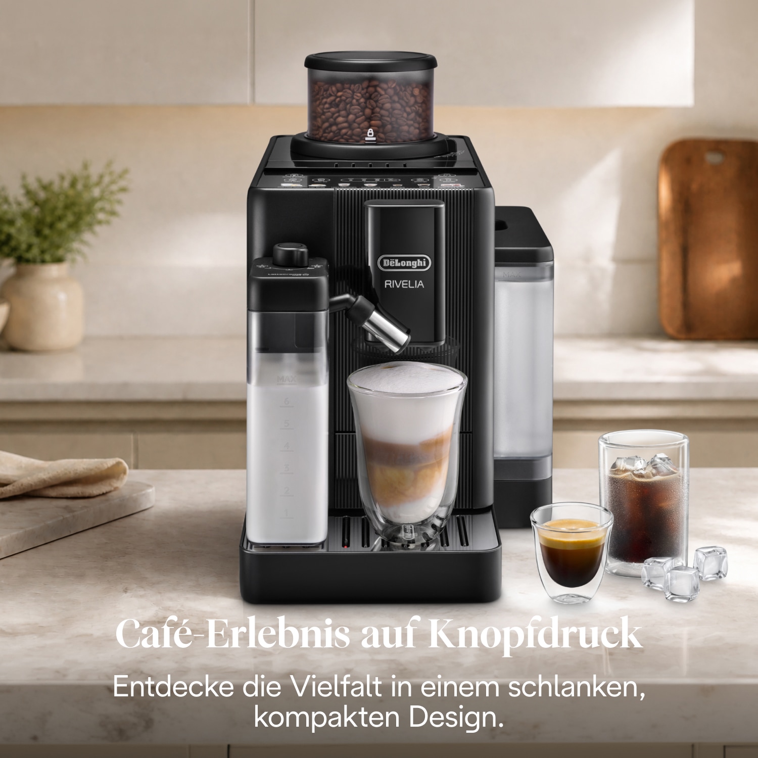 De'Longhi Kaffeevollautomat »Rivelia Start EXAM420.55.BXL - 10 Rezepte, Cold Brew & 2 Bohnenbehälter« Schwarz, Extra-Shot-Funktion, innovatives Bean-Switch System