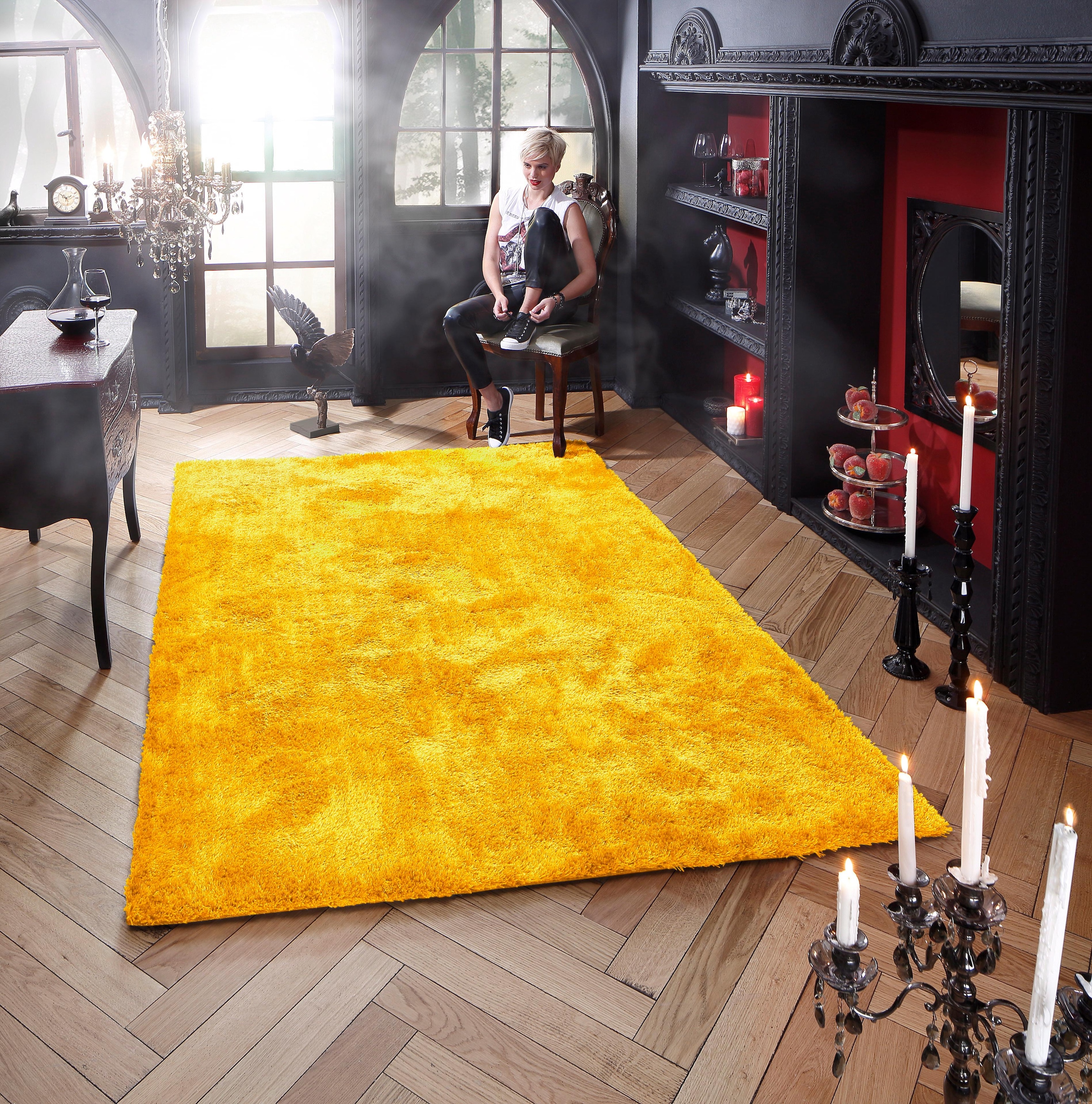 Bruno Banani Teppich »Dana Teppich, besonders weich und kuschelig, Kundenliebling«, rechteckig, 30 mm Höhe, uni, Mikrofaser Teppiche, Wohnzimmer, Schlafzimmer, Esszimmer