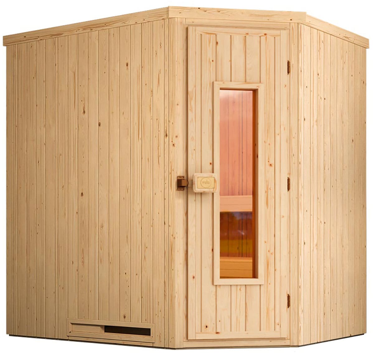 weka Sauna "Element-Ecksauna VARBERG 1", vorgefertigte Elemente, isolierte Holztür