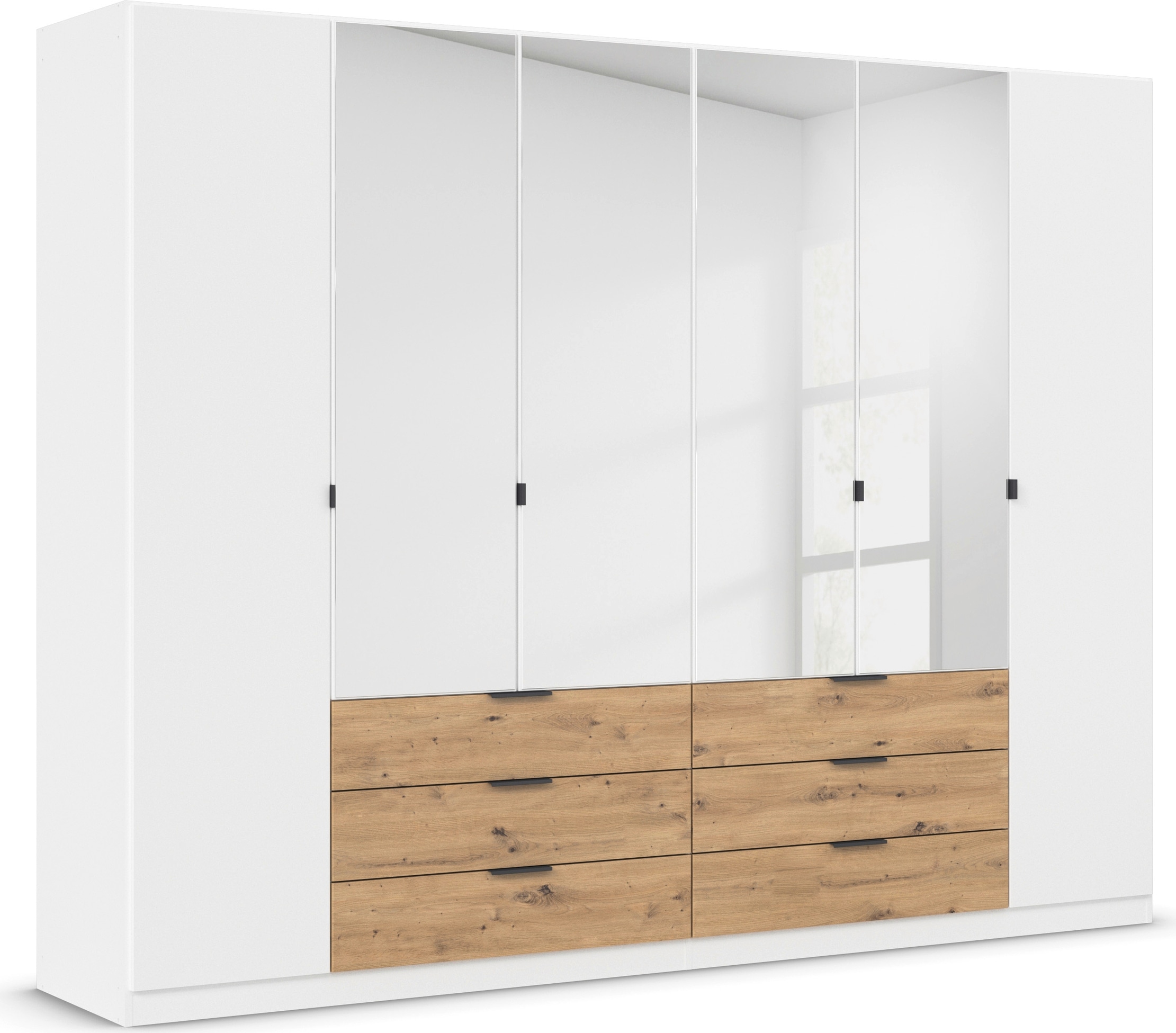 rauch Drehtürenschrank »Kleiderschrank Schrank Garderobe Schlafzimmerschrank DAVOA«, mit farblich abgesetzten Schubkästen in Eiche Artisan MADE IN GERMANY