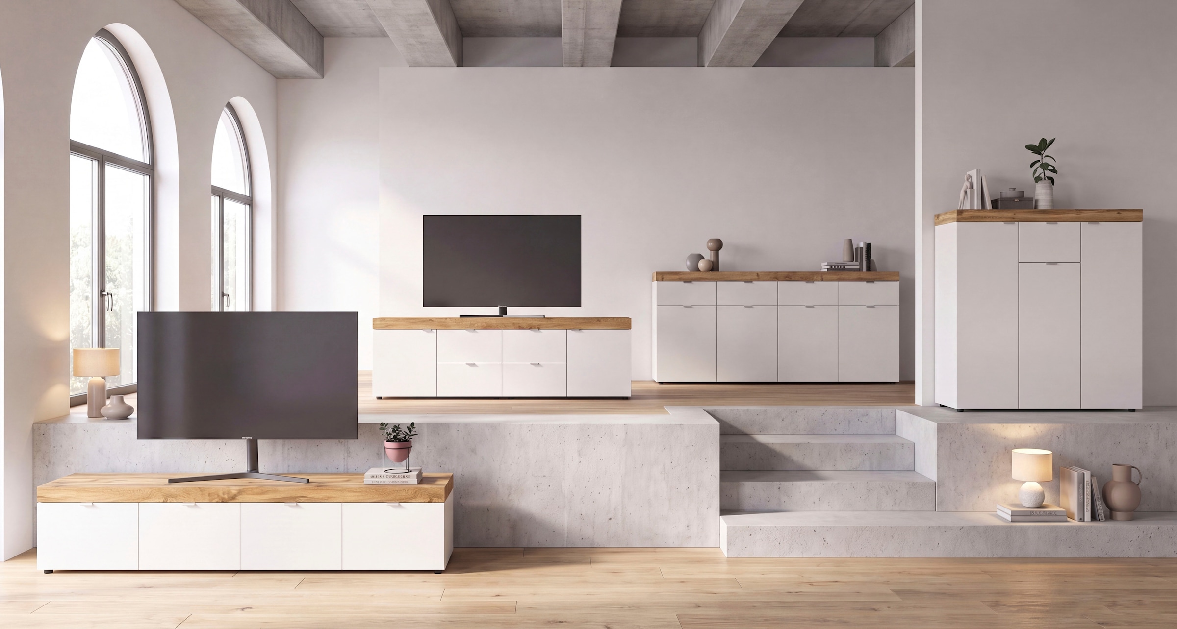 OTTO home Lowboard »MAMBO II, Breite 200 cm, 2 Türen, 4 Schubkästen, 4 Fächer« 1 Stk. tlg. Lowboard, TV Unterschrank, TV-Schrank, Wohnzimmer