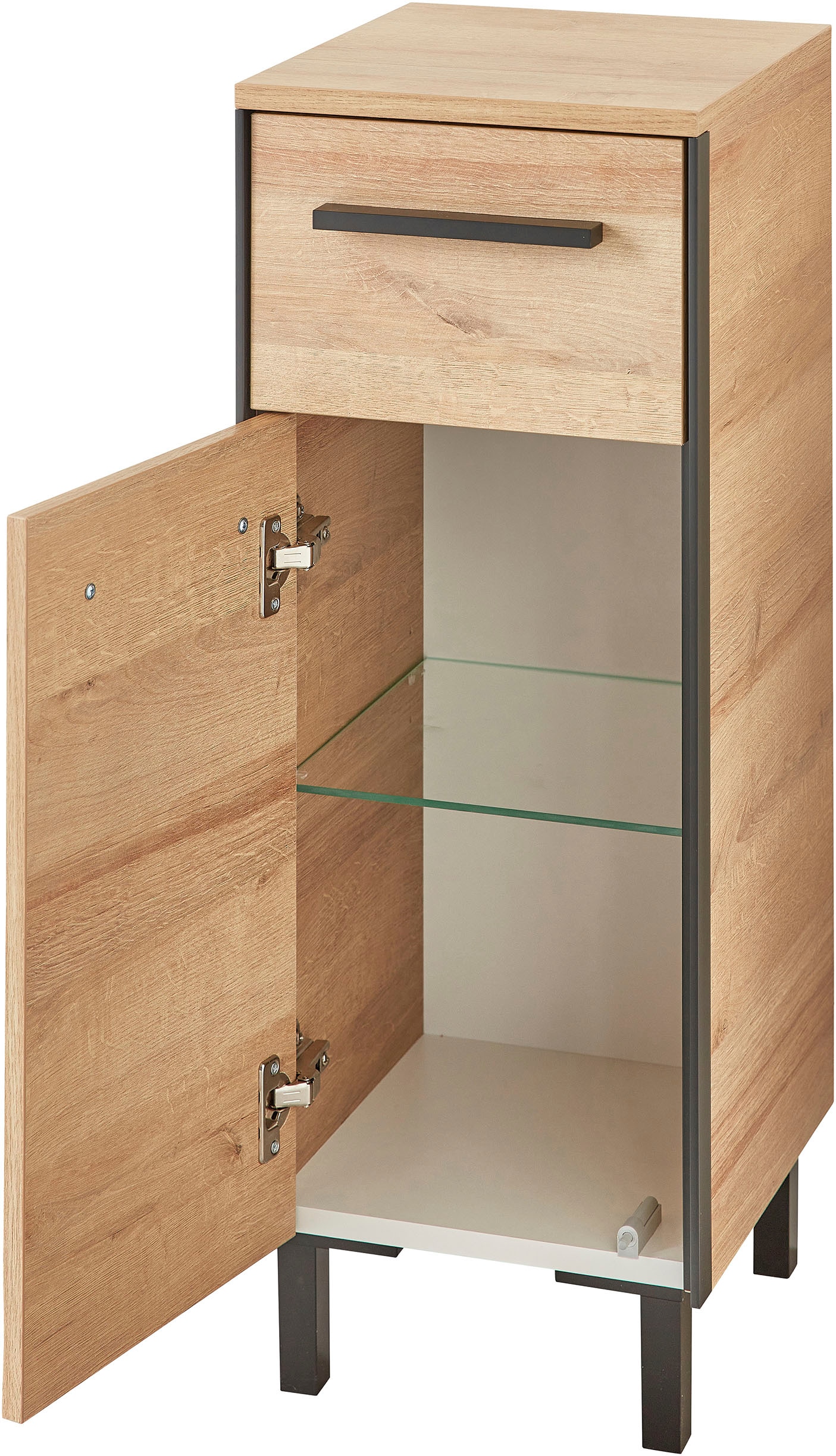 Saphir Badmöbel-Set »Quickset 395 4-teilig, Waschbeckenunterschrank mit LED-Spiegelschrank«, (4 St.), Unterschrank, Hängeschrank inkl. Türdämpfer, 6 Türen, 1 Schublade