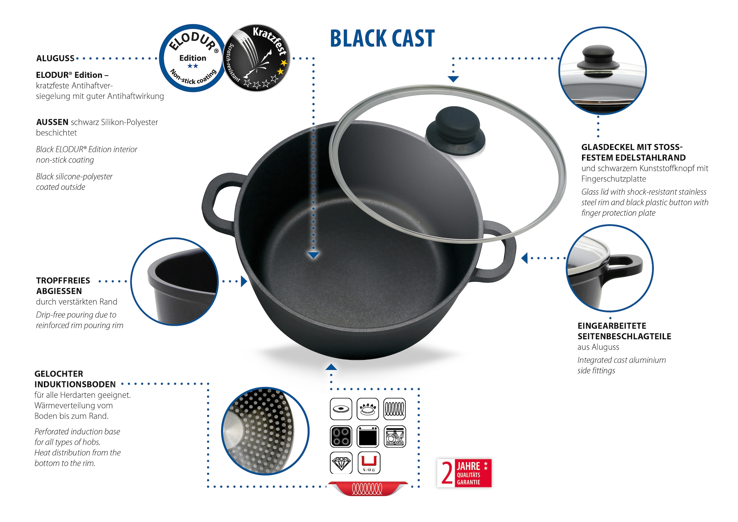 Elo Basic Kochtopf »Black« 1 tlg. Aluminium
