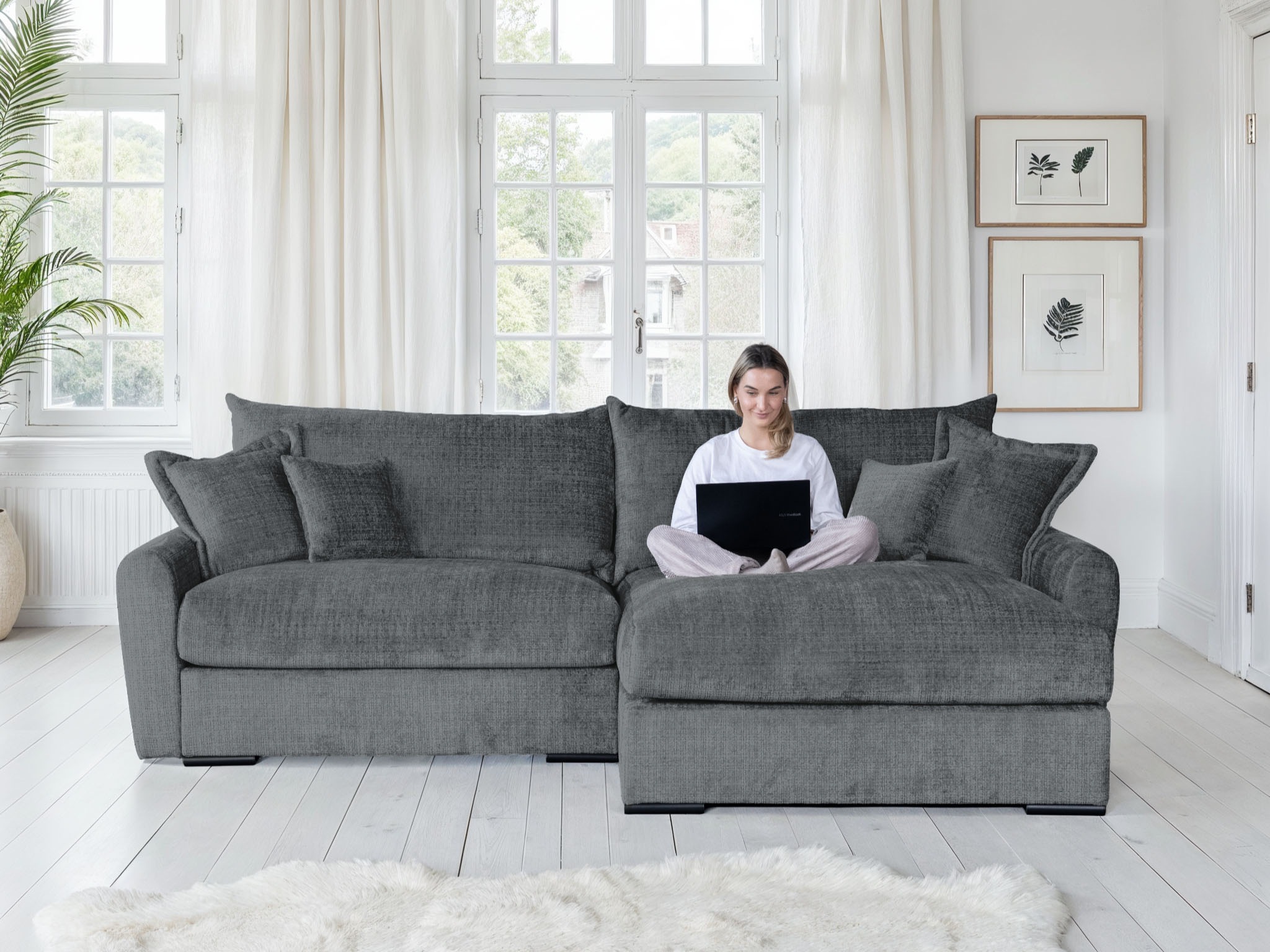 Home affaire Ecksofa "Finca XL L-Form, B: 190 cm" 4 Zierkissen, Mega-Sofa, in Cord oder Chenille-Struktur, Federkern