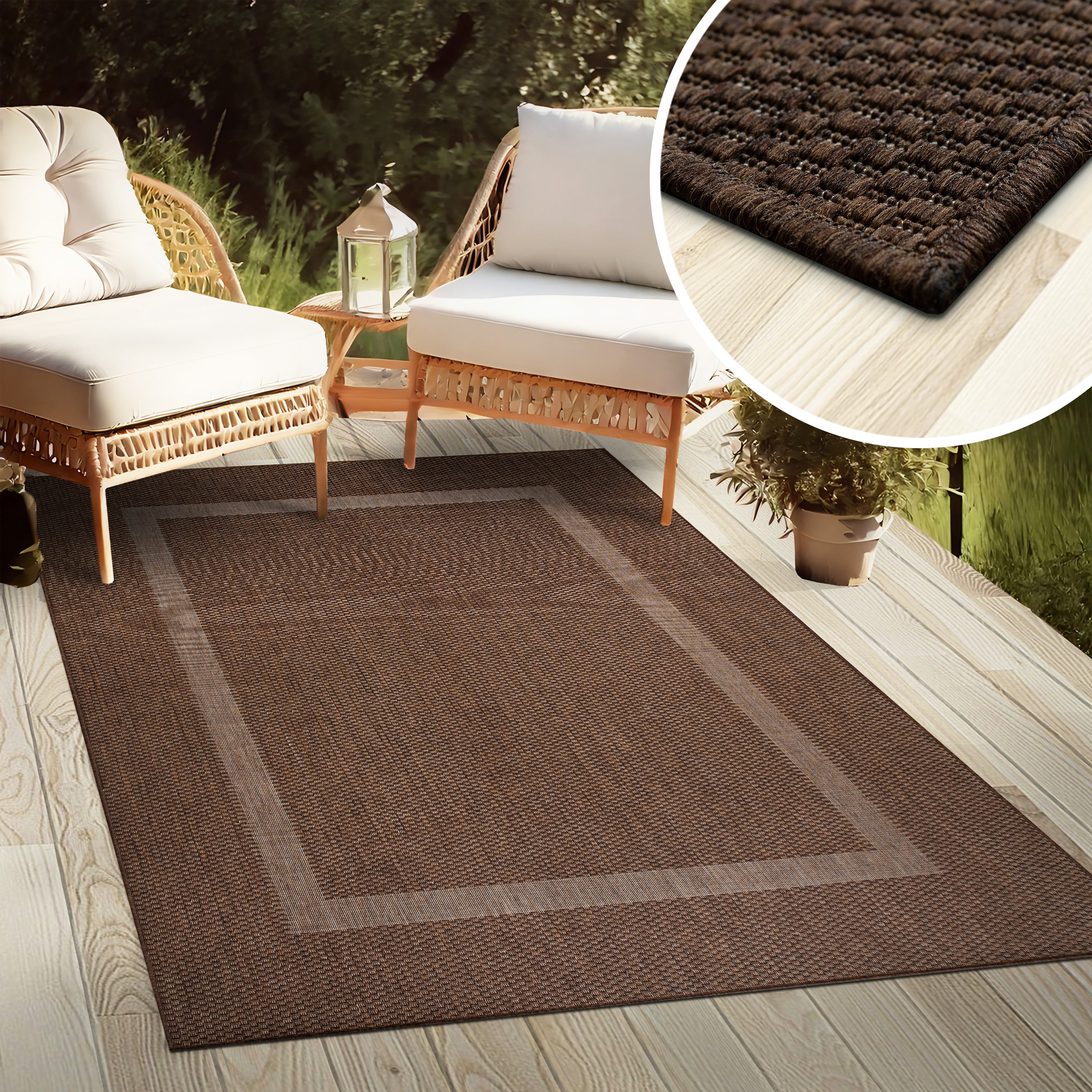my home Teppich »Venedig Bordüre auch als Läufer erhältlich«, rechteckig, 3 mm Höhe, In- und Outdoor geeignet, Sisal-Optik, Wetterfest & UV-beständig