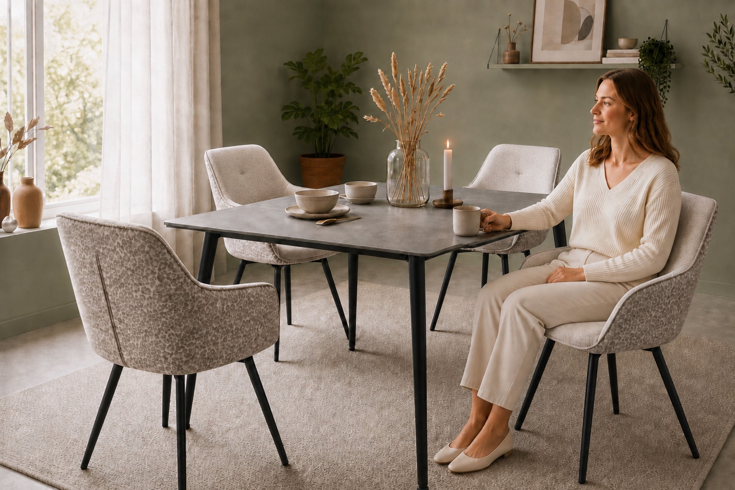 OTTO home Esszimmerstuhl »Lincoln« (Set) 2 Stk.moderner Stuhl mit Leopardenlook, Webstoff und 360°-Drehfunktion