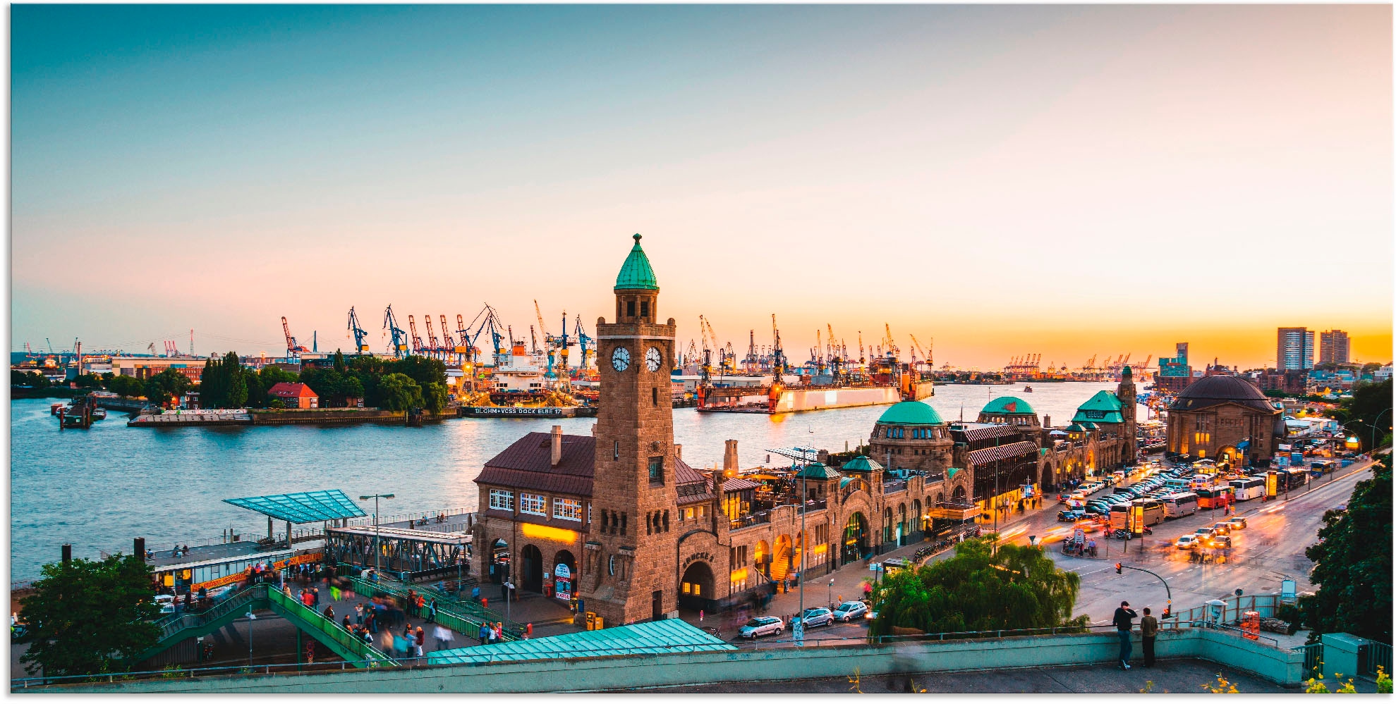 Artland Wandbild "Hamburg Hafen und Landungsbrücken" Deutschland 1 Stk. tlg günstig online kaufen