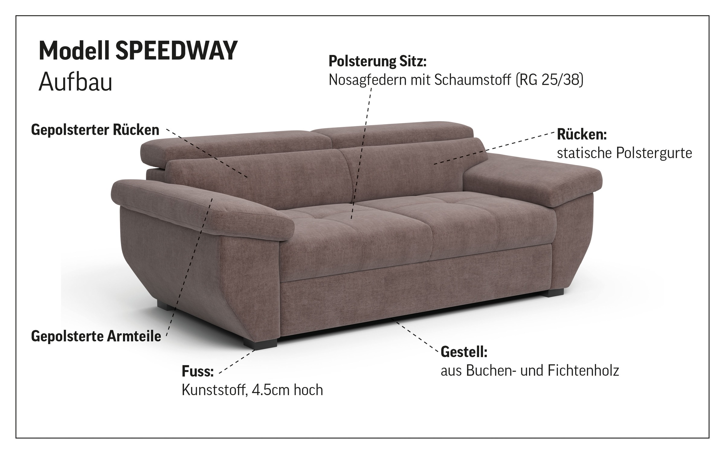Thumbnail - COTTA 2,5-Sitzer "Speedway" Big-Sofa mit Kopfteilverstellung