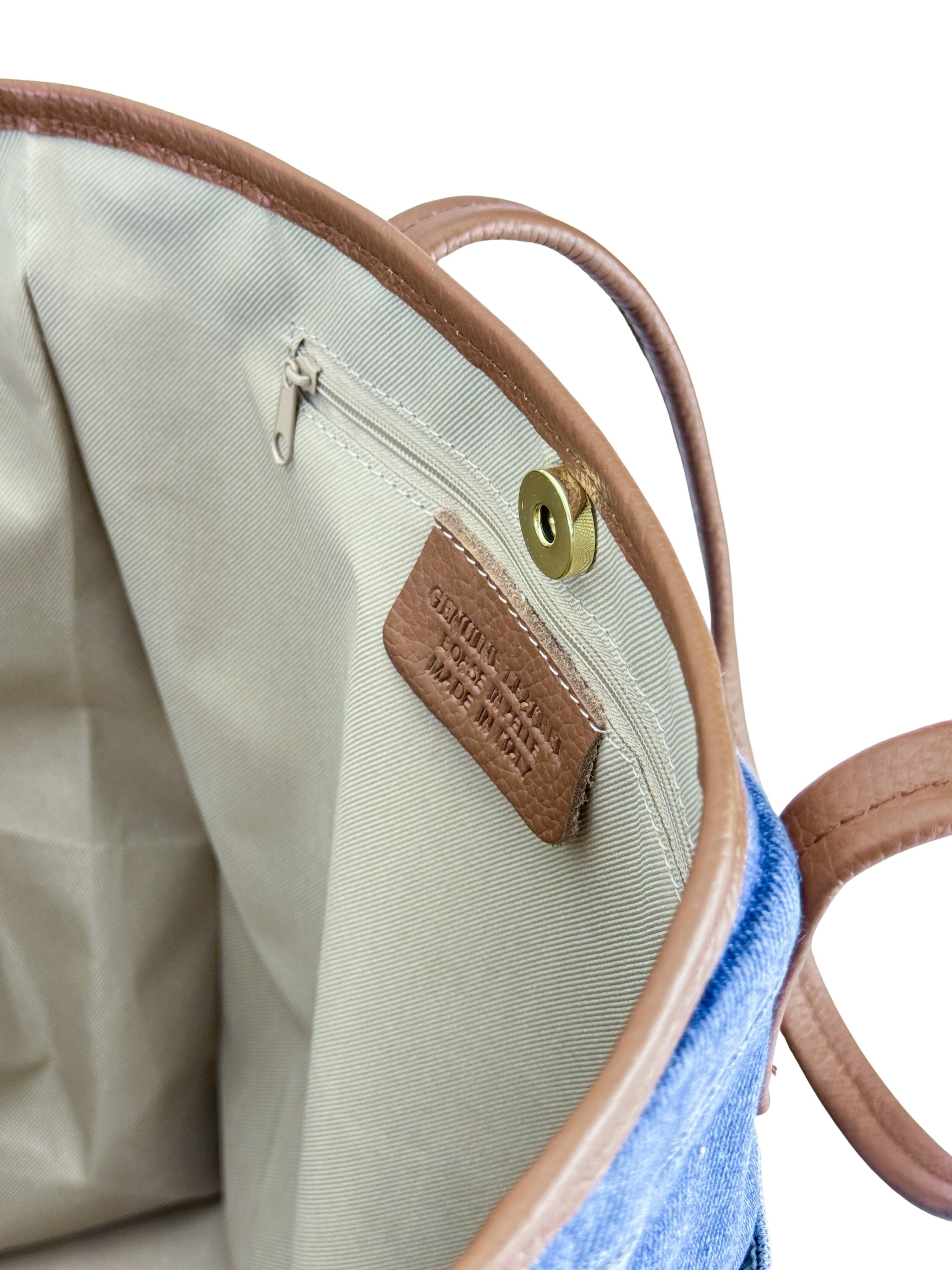 COLLEZIONE ALESSANDRO Schultertasche »BellaBlu«, Jeanstasche mit italienischen Leder