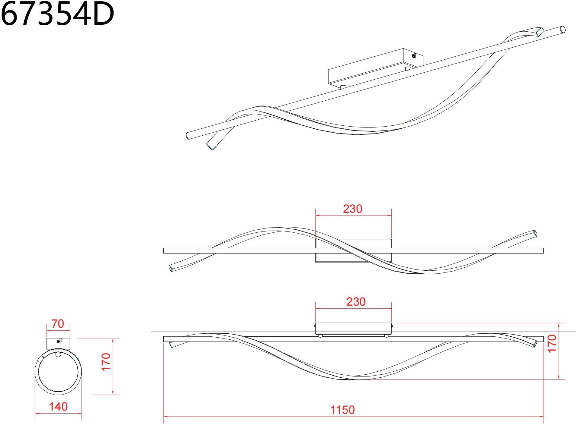 GLOBO LIGHTING Deckenleuchte »WATKINS« LED-Modul 1 Stk. Warmweiß Deckenlampe Wohnzimmer-Leuchte Schlafzimmer-Leuchte Flur Küche