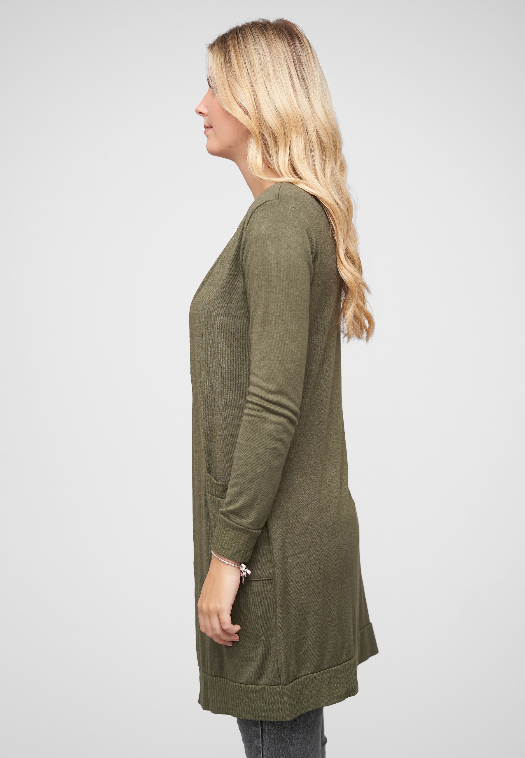 CLOUD 5IVE Strickjacke »CLOUD 5IVE Longform Viskose Cardigan mit 2 seitl. Taschen« 1 Stk.
