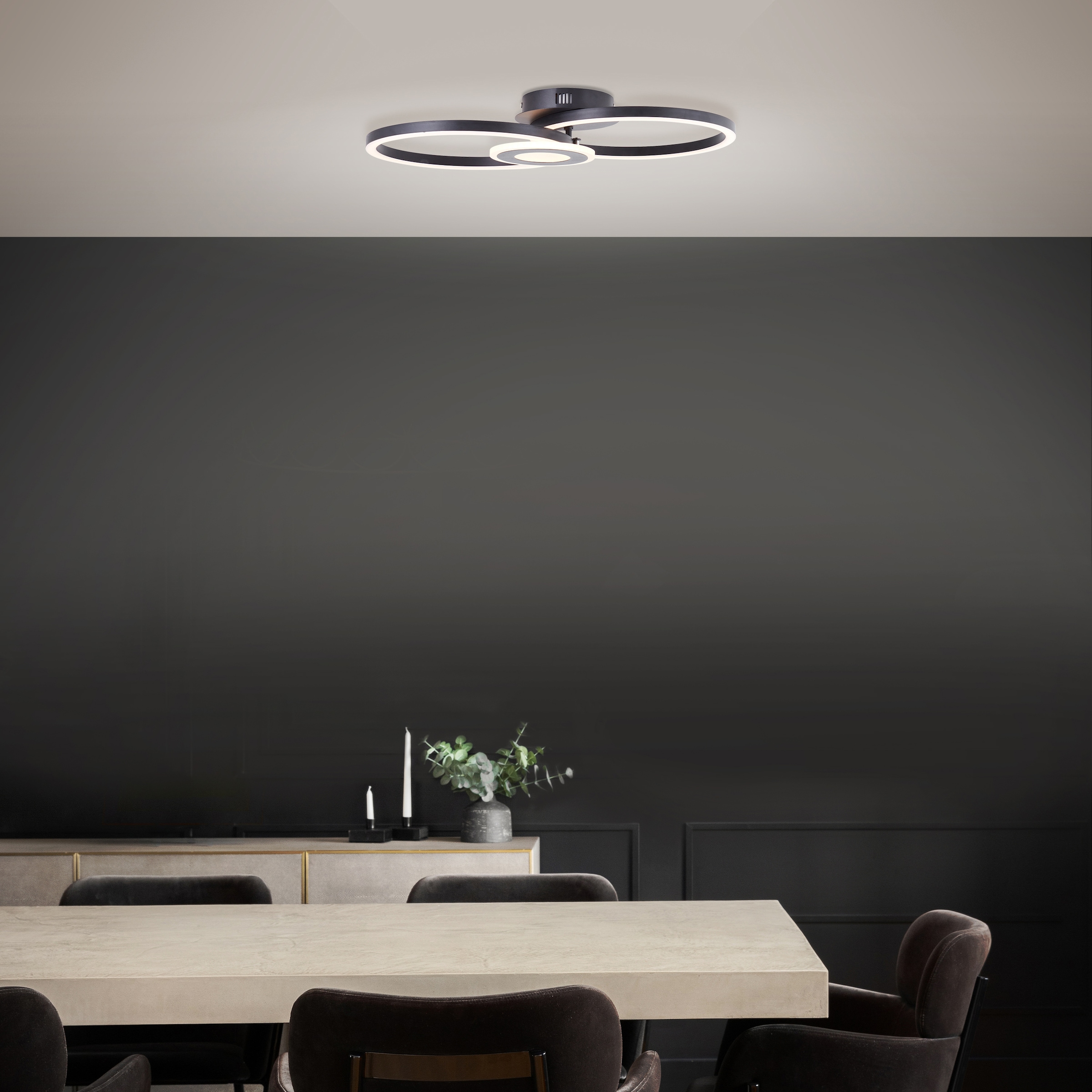BreLight LED Deckenleuchte »Bray«, 30 x 52 cm, 2900 lm, 3000 K warmweiß, Metall, schwarz