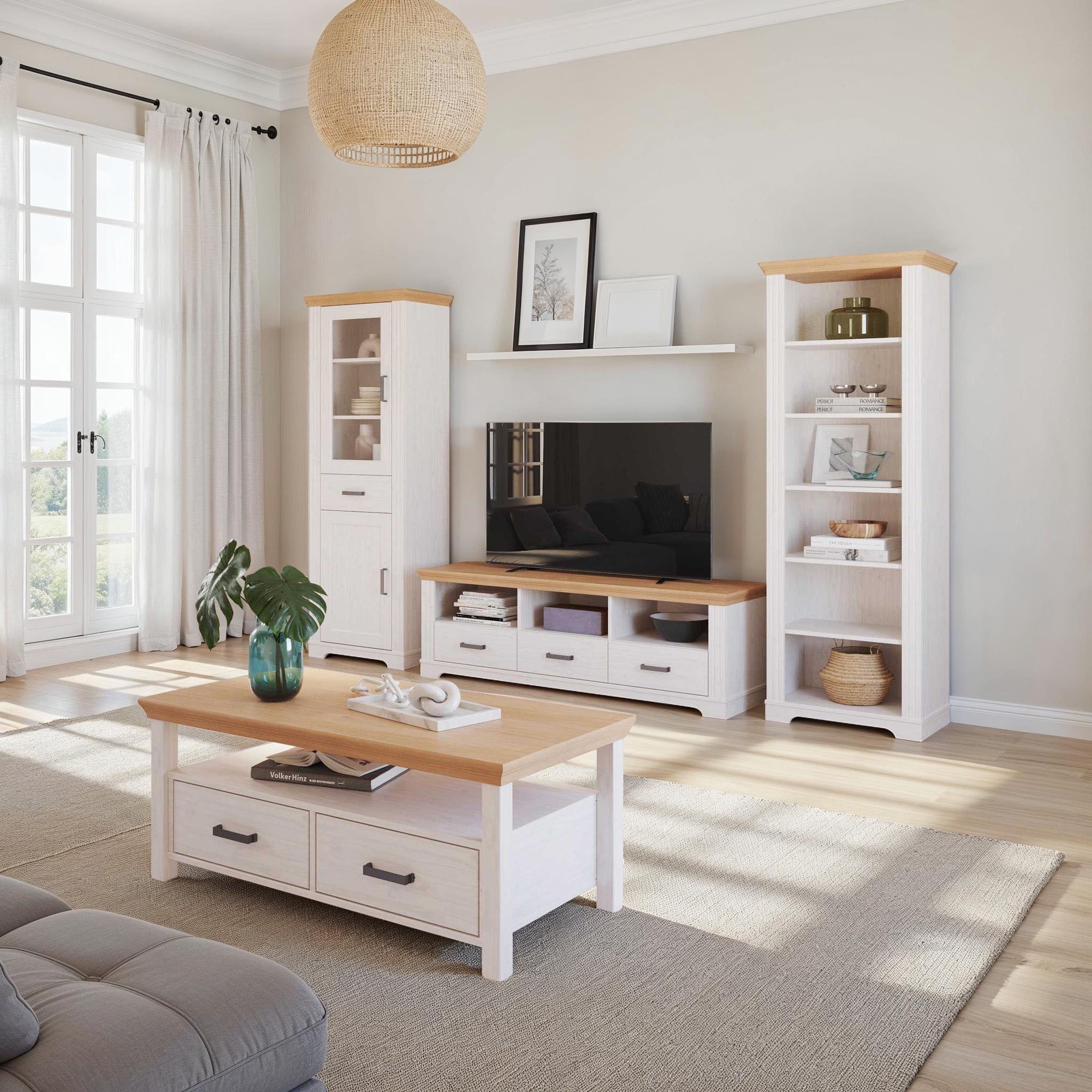 Inter Link TV-Schrank »TV Möbel Maluno« 1 Stk. tlg. Kiefer Massiv, Soft-Close, Stauraum, BxTxH: ca. 166,4 x 48 x 53,2 cm