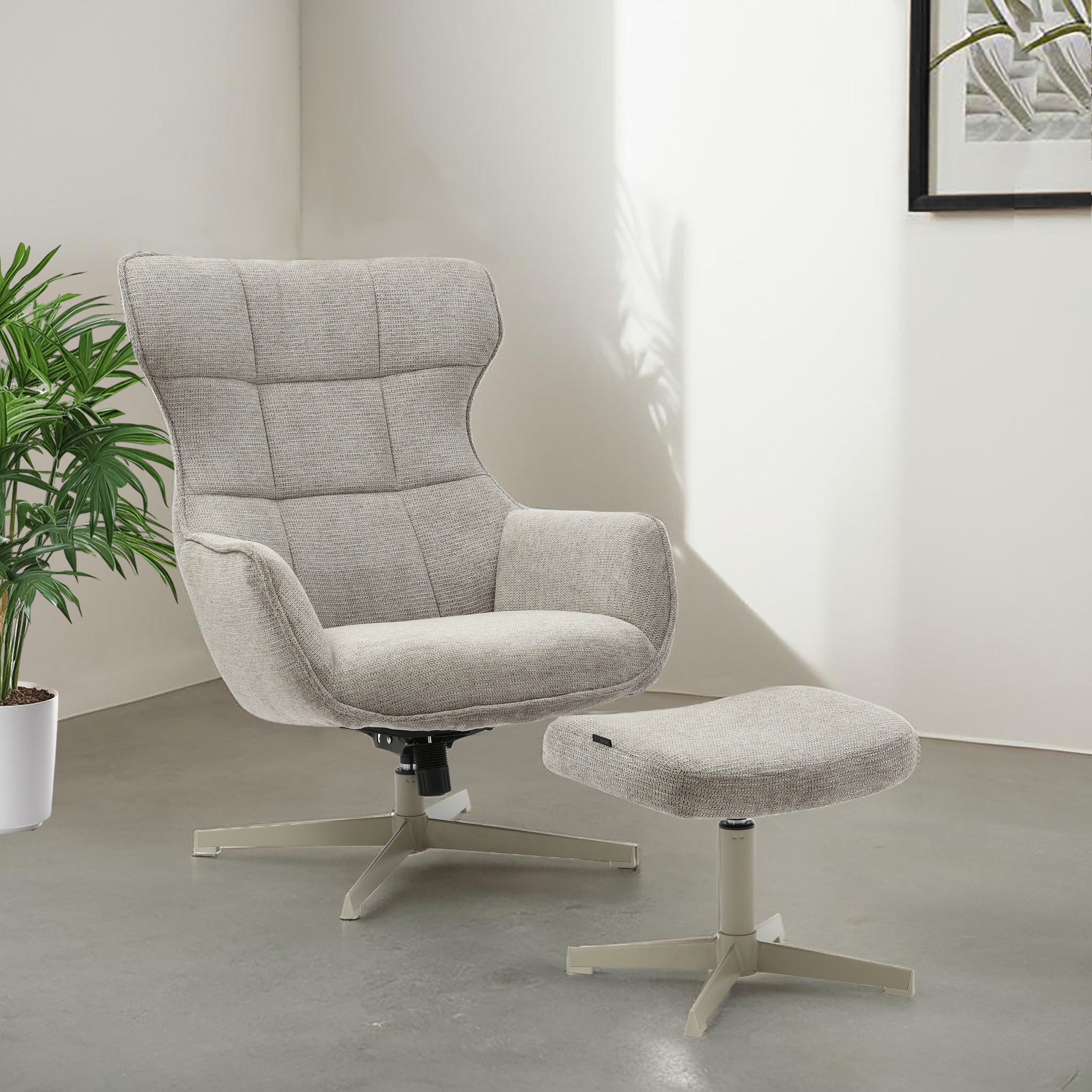 INOSIGN Drehsessel "DEGAN Ohrensessel mit Hocker im Set", Relaxsessel mit 3 günstig online kaufen