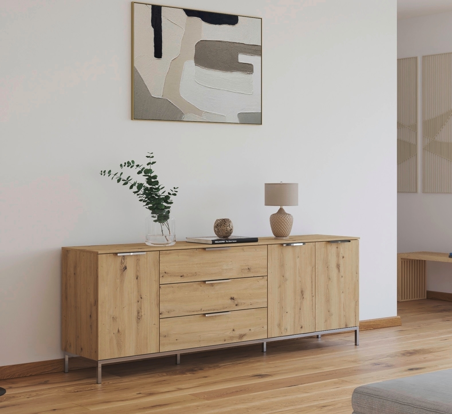 rauch Kombikommode »Kommode Türkommode Sideboard Kombikommode FLIPP«, (Breite 200 cm mit 2 Einlegeböden), 3-türig mit 3 Schubladen und Soft-Close-Funktion