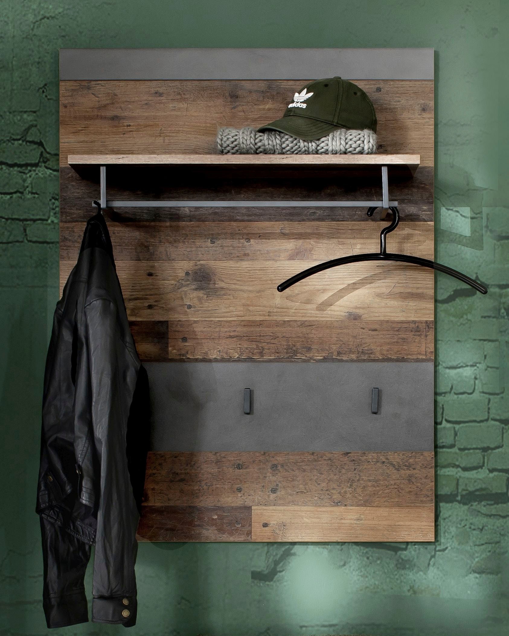 Home affaire Garderobenpaneel "Ilana" Garderobenpaneel mit Ablage & Haken - (B/T/H) 80/29/106 cm