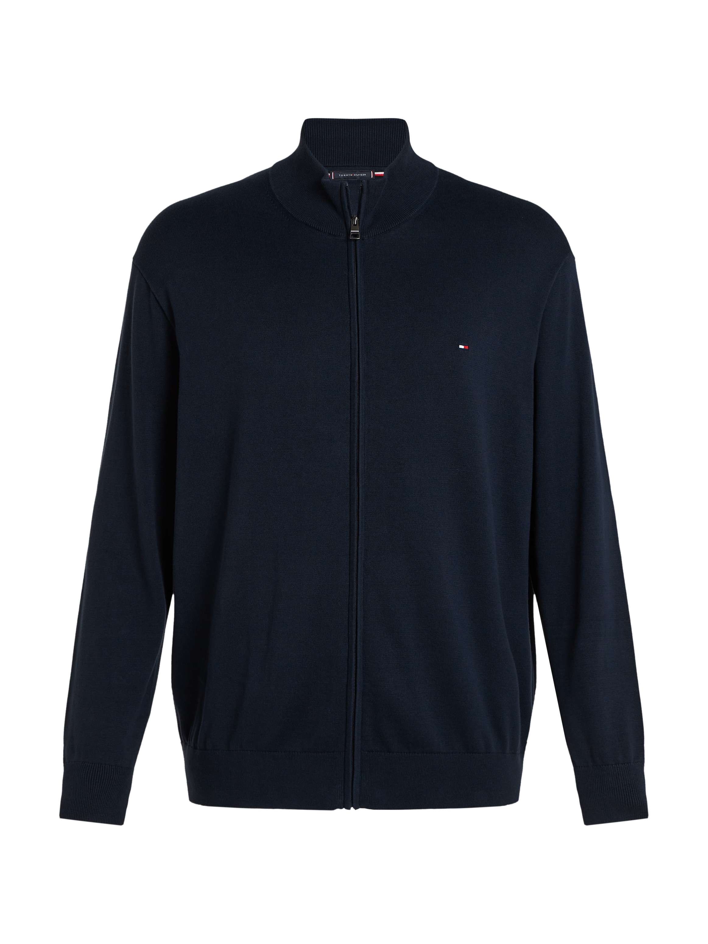 Tommy Hilfiger Big & Tall Strickjacke »BT-ESSENTIAL COTTON ZIP THRU-B«, in Großen Größen, Logostickerei