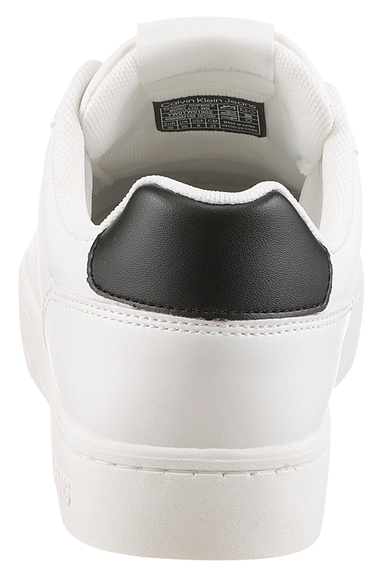 Calvin Klein Jeans Plateausneaker »CLASSIC CUPSOLE MONO LTH WN«, Schnürschuh, Halbschuh, Freizeitschuh mit seitlichem Logo