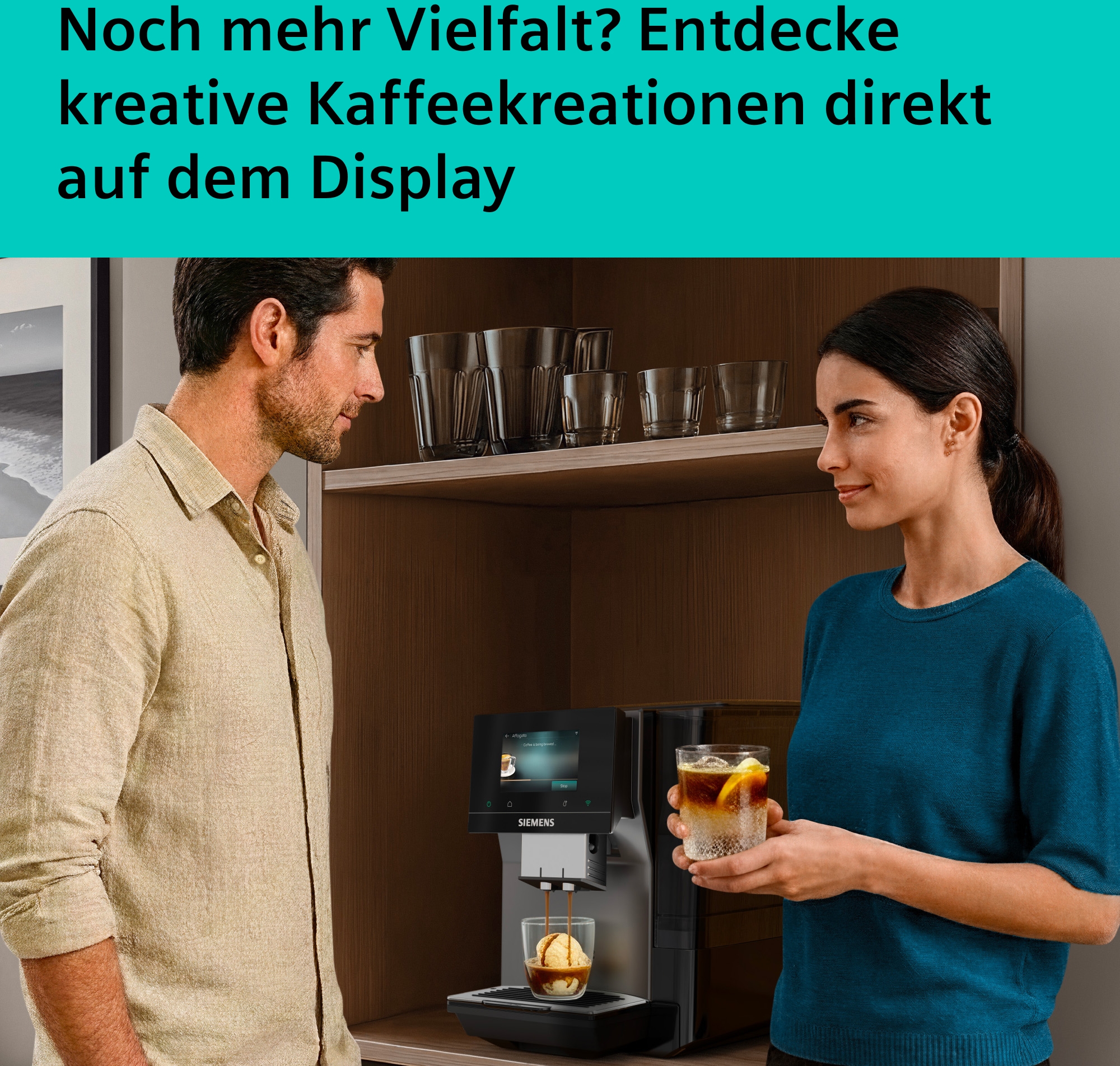 SIEMENS Kaffeevollautomat »TP725E01« farbiges Full-Touch-Display, Doppeltassenfunktion, sehr leise, grau
