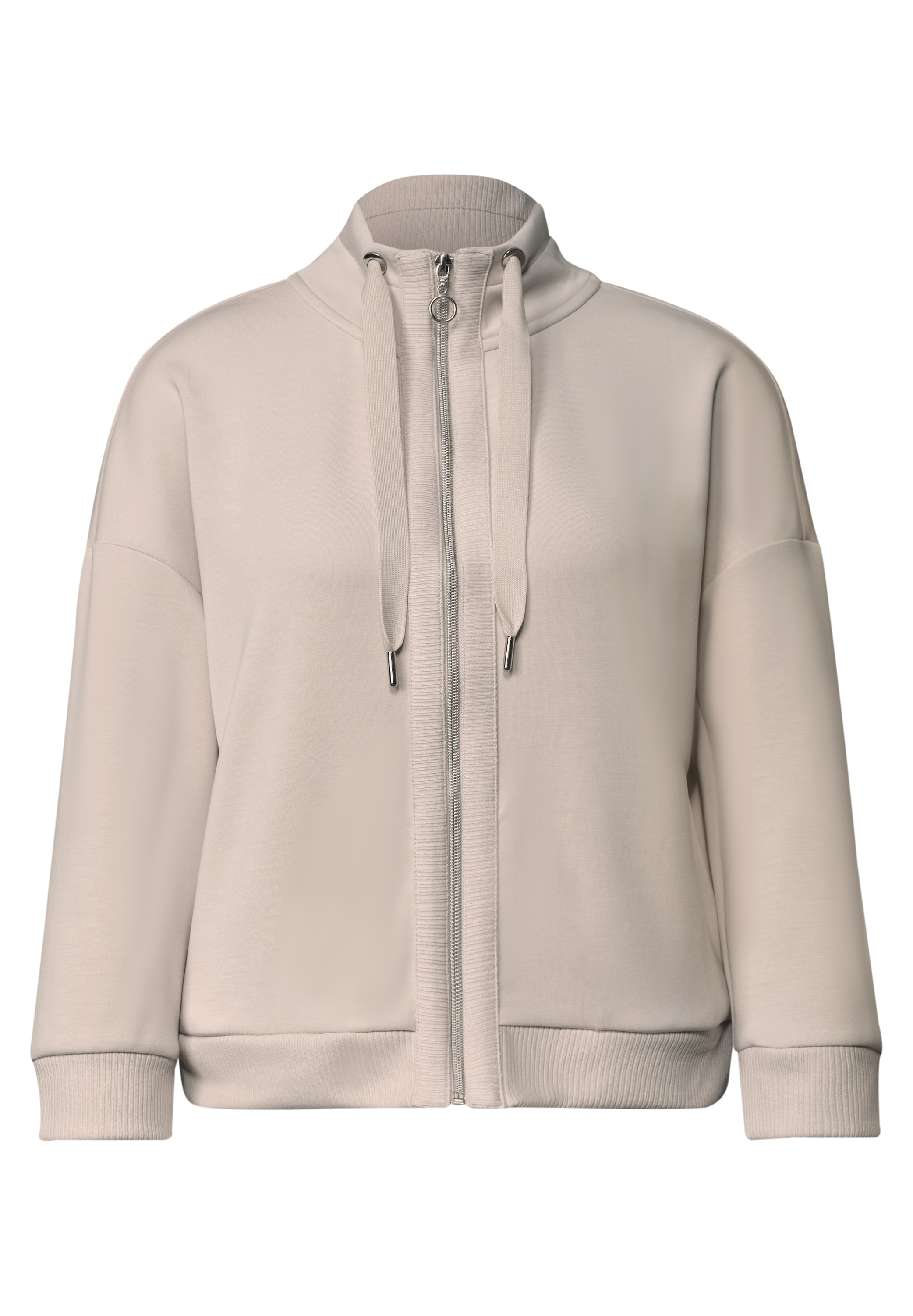 STREET ONE Sweatjacke 3/4-Arm Jacke im Silk-Look mit Rippdetails